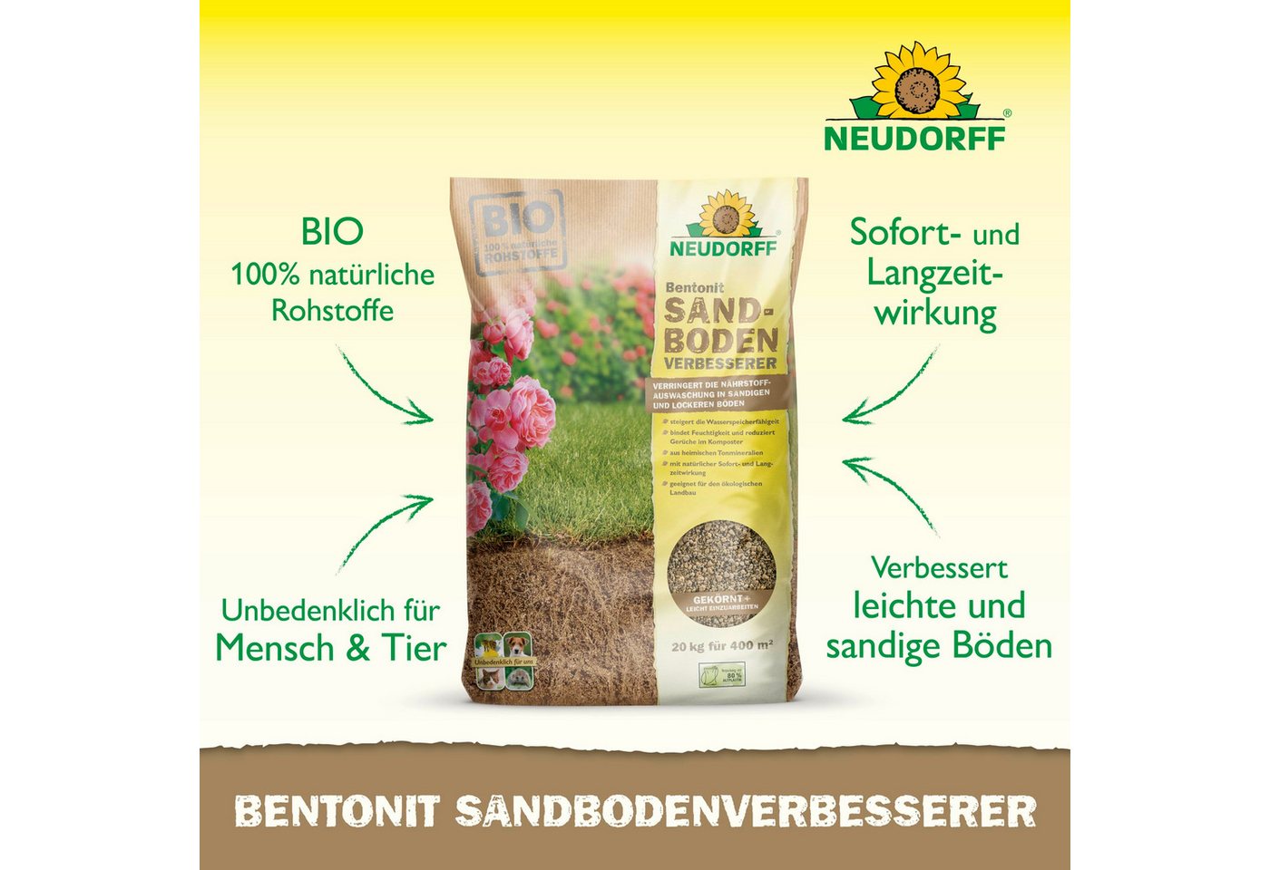 Thumbnail - Neudorff Tonmehl Bentonit Bio SandbodenVerbesserer für 400 m² - 20 kg, mit Tonminerale, (zur nachhaltigen Verbesserung v...