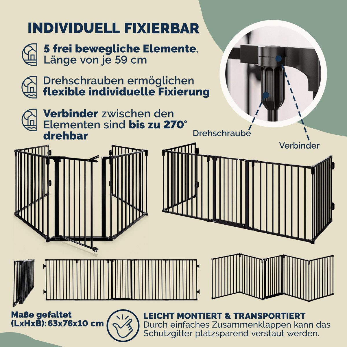 Casaria Kamingitter, Kaminschutzgitter Tür Schloss Faltbar günstig online kaufen