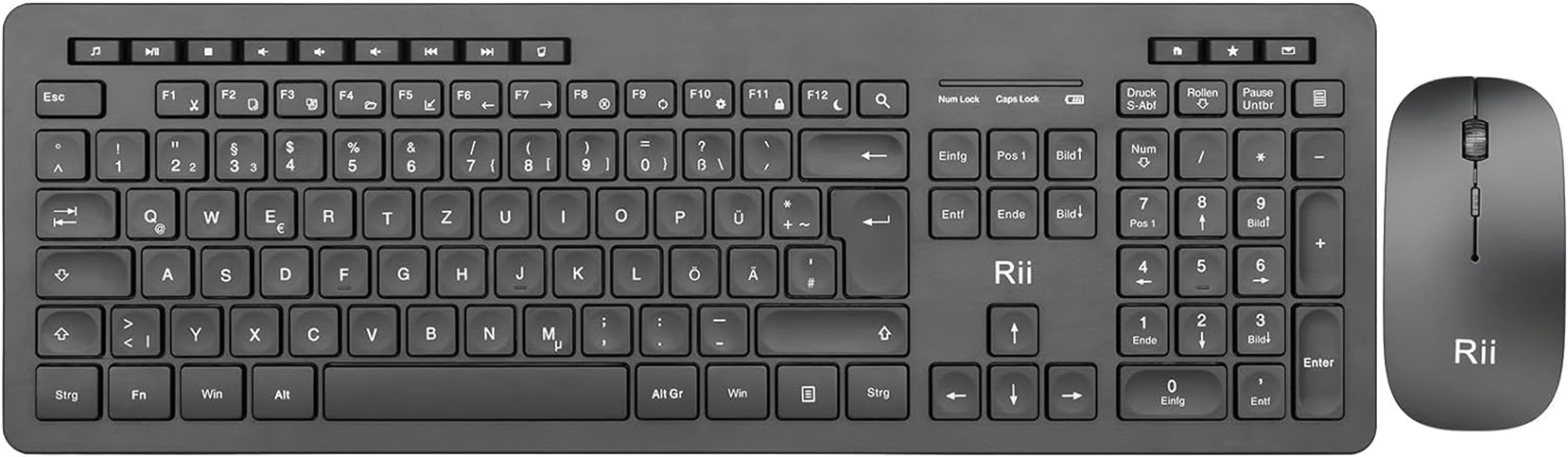 Rii kabellos Tastatur- und Maus-Set, Für PC/Laptop/Windows/Smart TV, Deutsches Layout