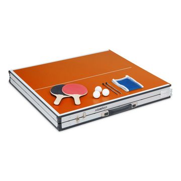 relaxdays Tischtennisplatte Tischtennisplatte mit Zubehör orange