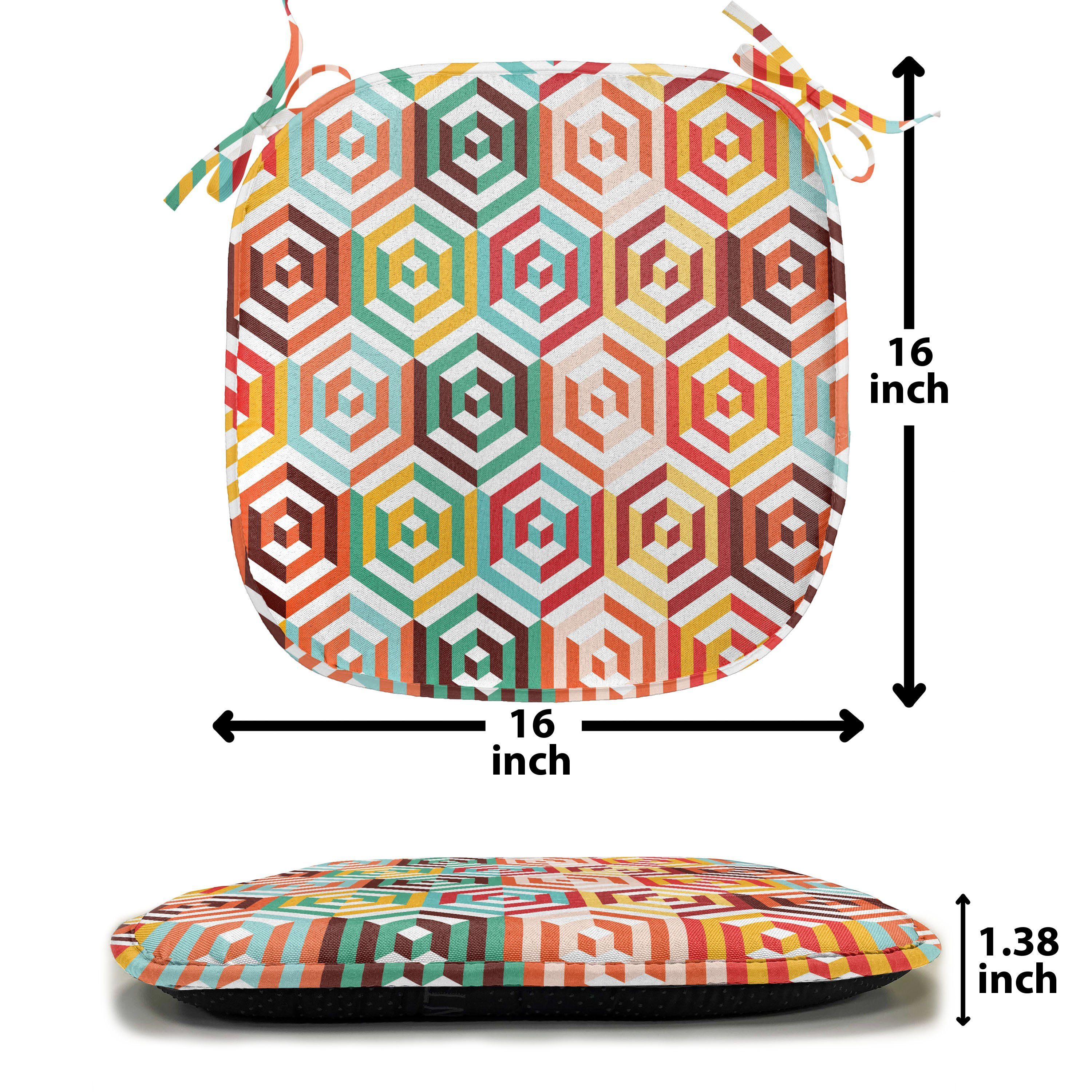 Abakuhaus Stuhlkissen Kissen mit Hexagonale wasserfestes Form Retro Küchensitze, für Riemen Geometrisch Dekoratives