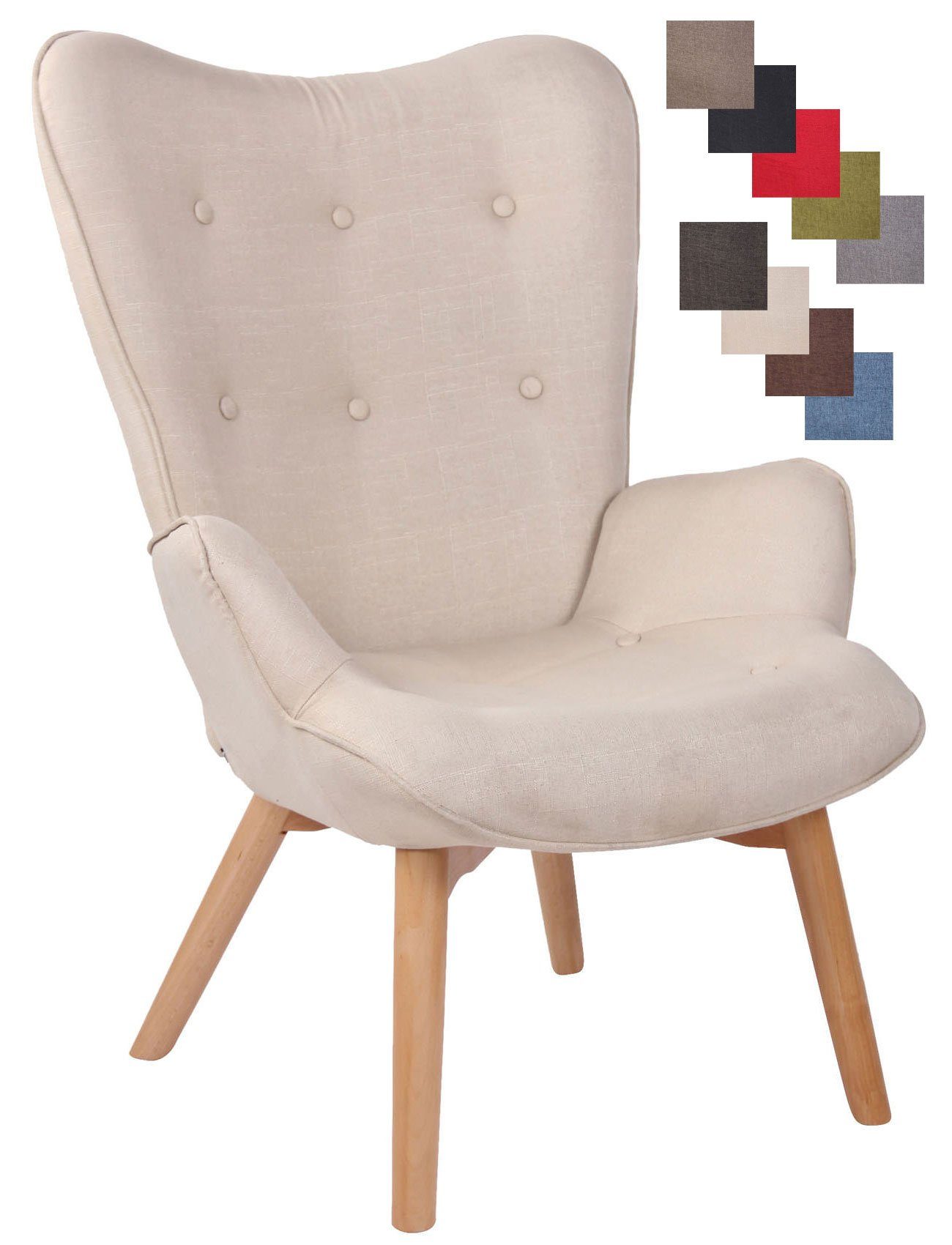 CLP Loungesessel Durham Stoff, mit Buchenholz Gestell creme | Loungesessel