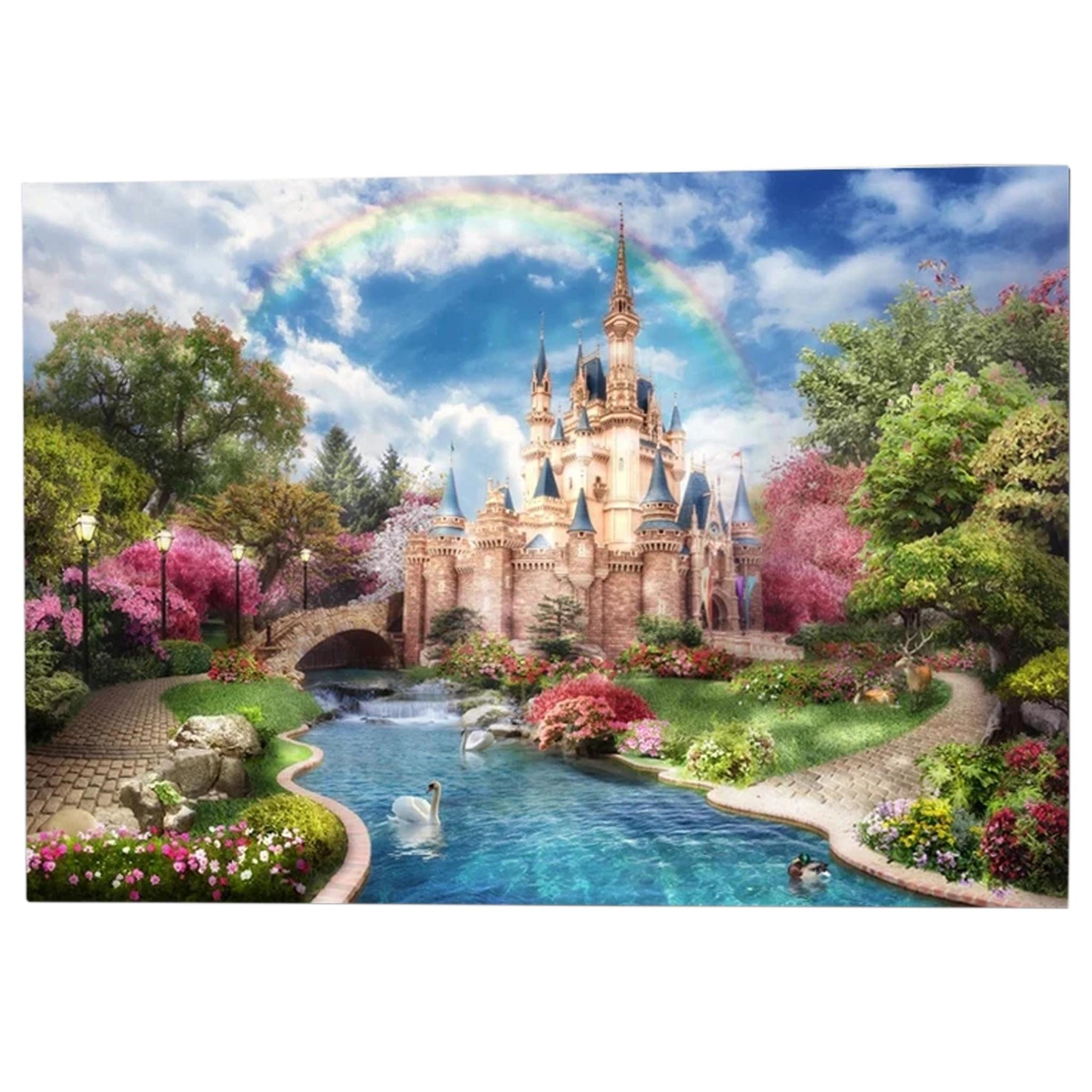 LA CUTE Malen nach Zahlen XL Schloss Malset – Kreatives Malen nach Zahlen mit Rahmen 40x50cm (Komplettes Malset: Kreatives Malen nach Zahlen mit Rahmen und Farben, Malen nach Zahlen Set: Leinwand 40x50cm, Acrylfarben, Pinsel, Rahmen), Schloss Malset: Hochwertige Leinwand 40x50cm mit Acrylfarben & Rahmen