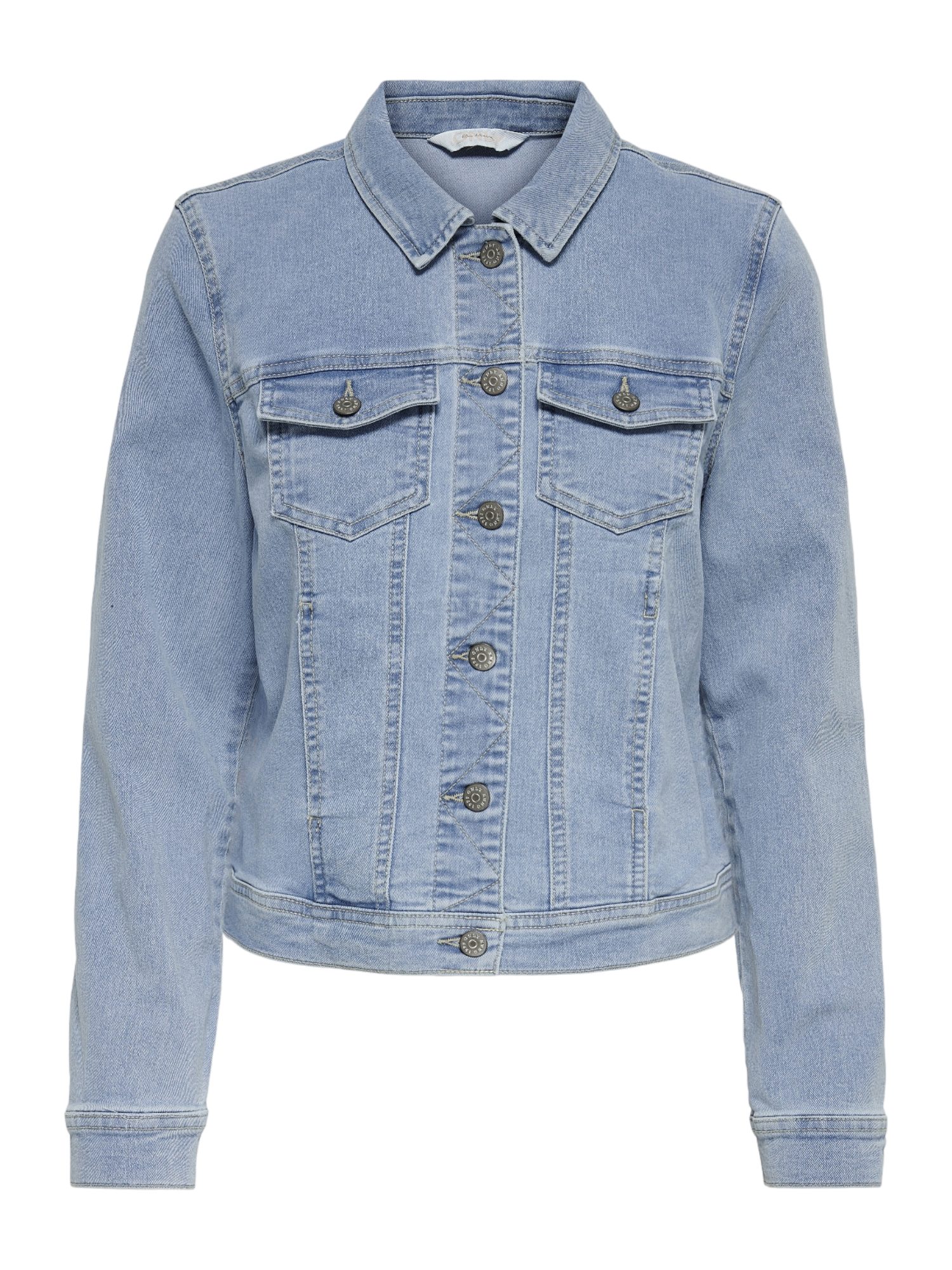ONLY Kurzjacke 2027 2_SPRING2 blau,Casual,Baumwolle,Unifarben,Umlegekragen,Lang,Tailliert