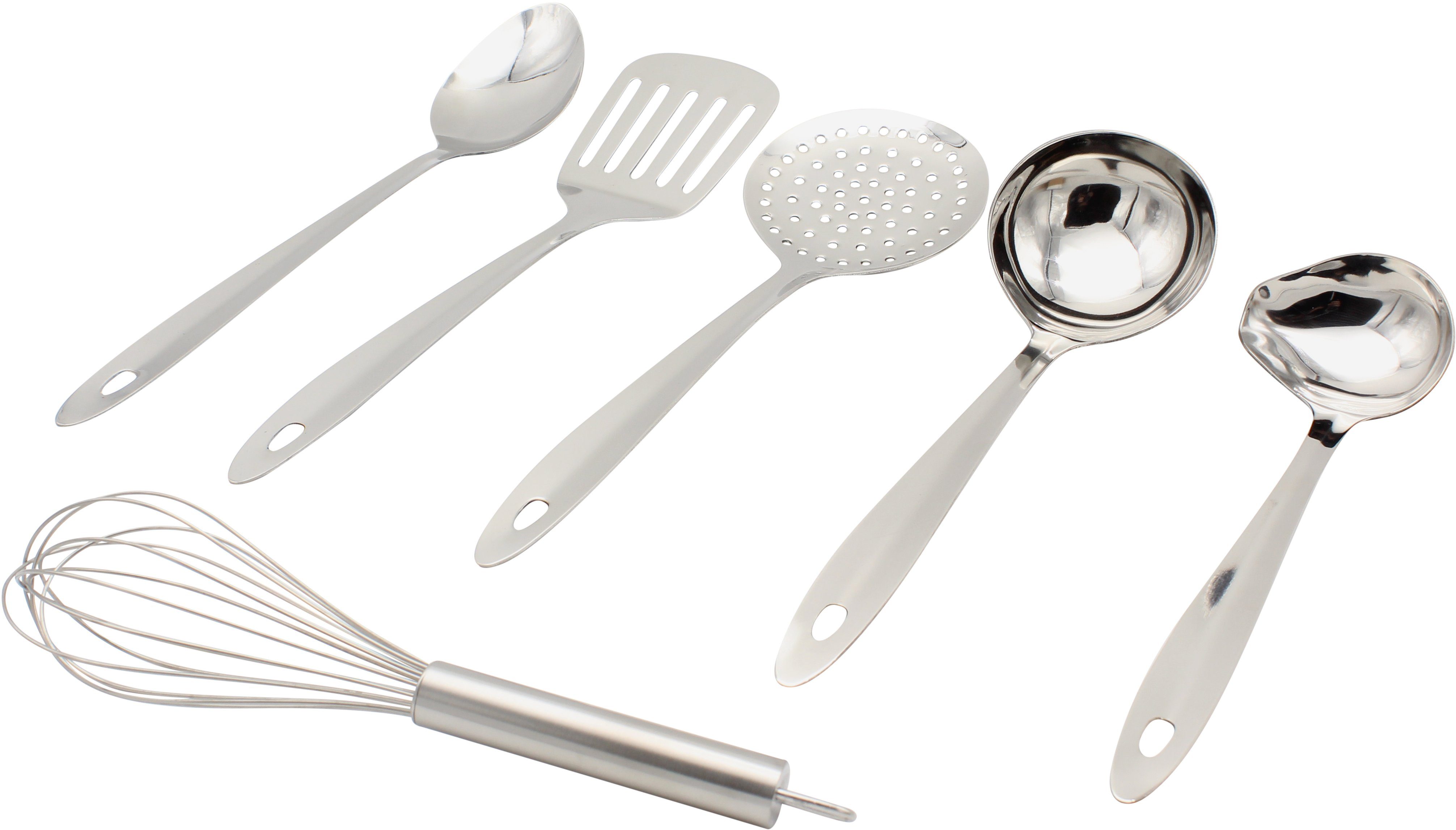 Krüger Kochbesteck-Set (Set, 6-tlg., Gemüselöffel, Saucenlöffel, Шумовки, Снегоочистители, Schöpflöffel, Wender), aus rostfreiem Edelstahl