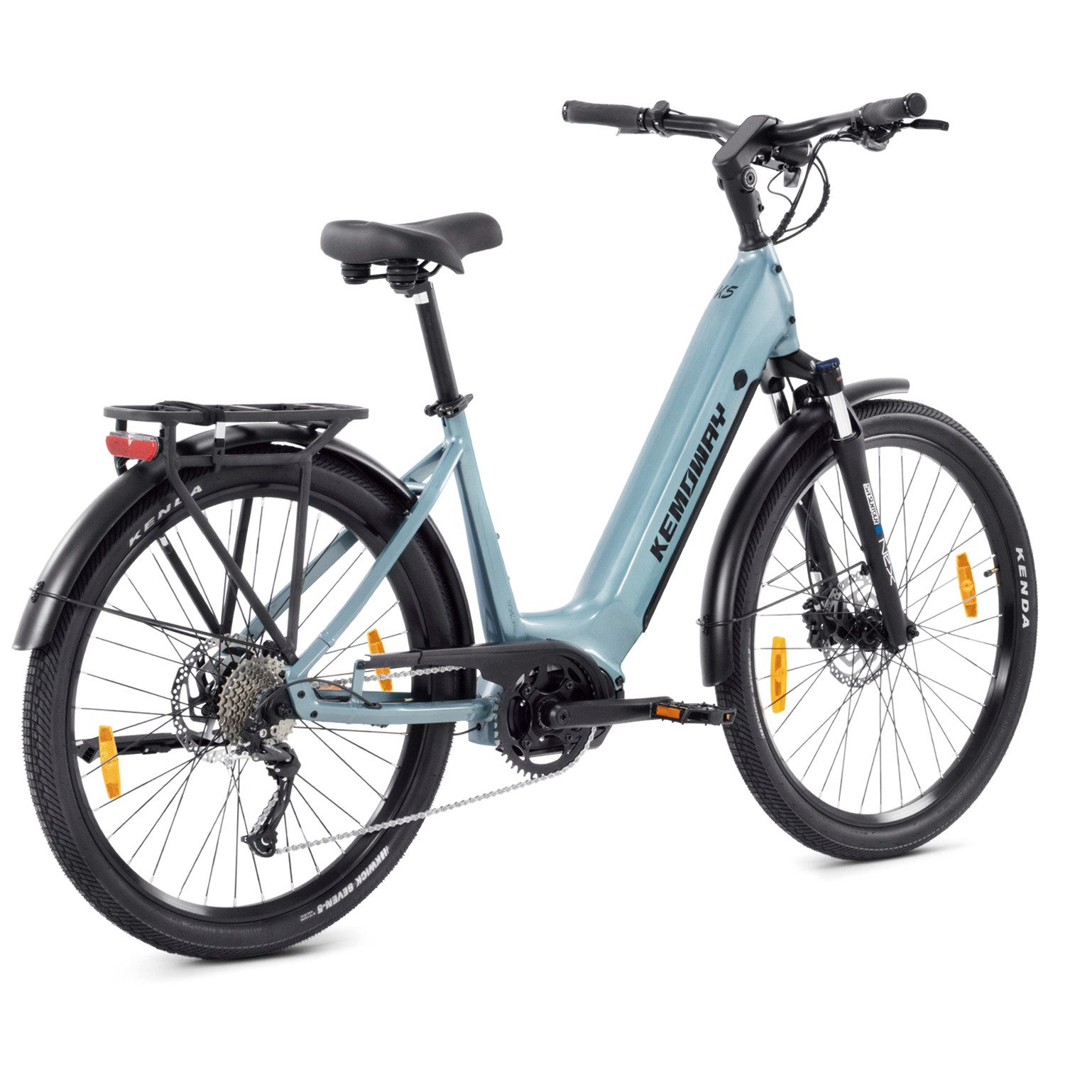 KEMOWAY E-Bike Cityrad 27,5 Zoll City E-Bike 250W Mittelmotor 48V 720Wh Akku, K5, 9 Gang SHIMANO Alivio RD-M3100 Schaltwerk, Kettenschaltung, Mittelmotor, 720 Wh