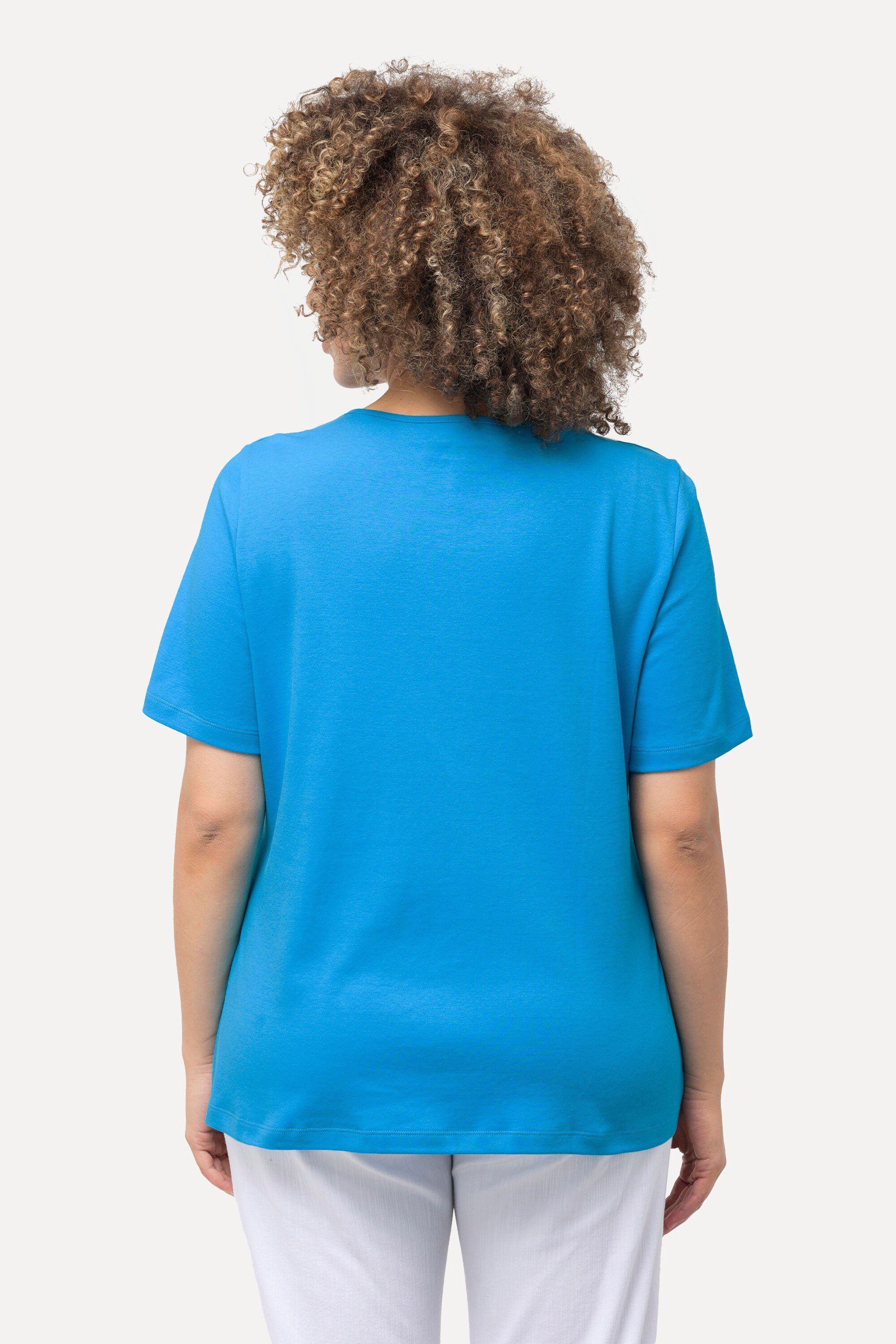 Ulla Popken T-Shirt Shirt doppellagige Vorderseite Slim Rundhals