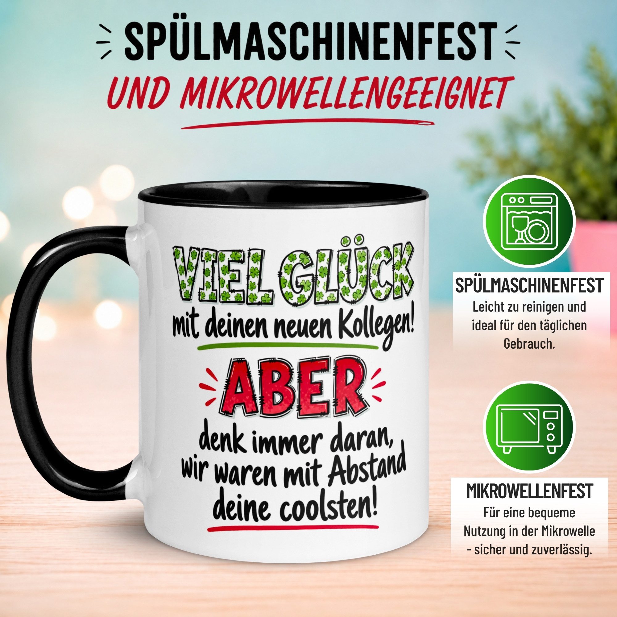 Momentals Tasse Abschiedsgeschenk Kollegen – „Wir waren mit Abstand die Coolsten“, Gratis Versand · Links-&Rechtshänder · Spülmaschinenfest – Bild 5 von 5
