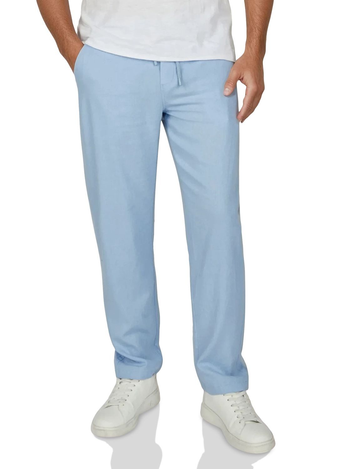 DENIMFY Chinohose Herren Freizeithose DFDylan Regular Fit Leinenhose mit Zugbandverschluss