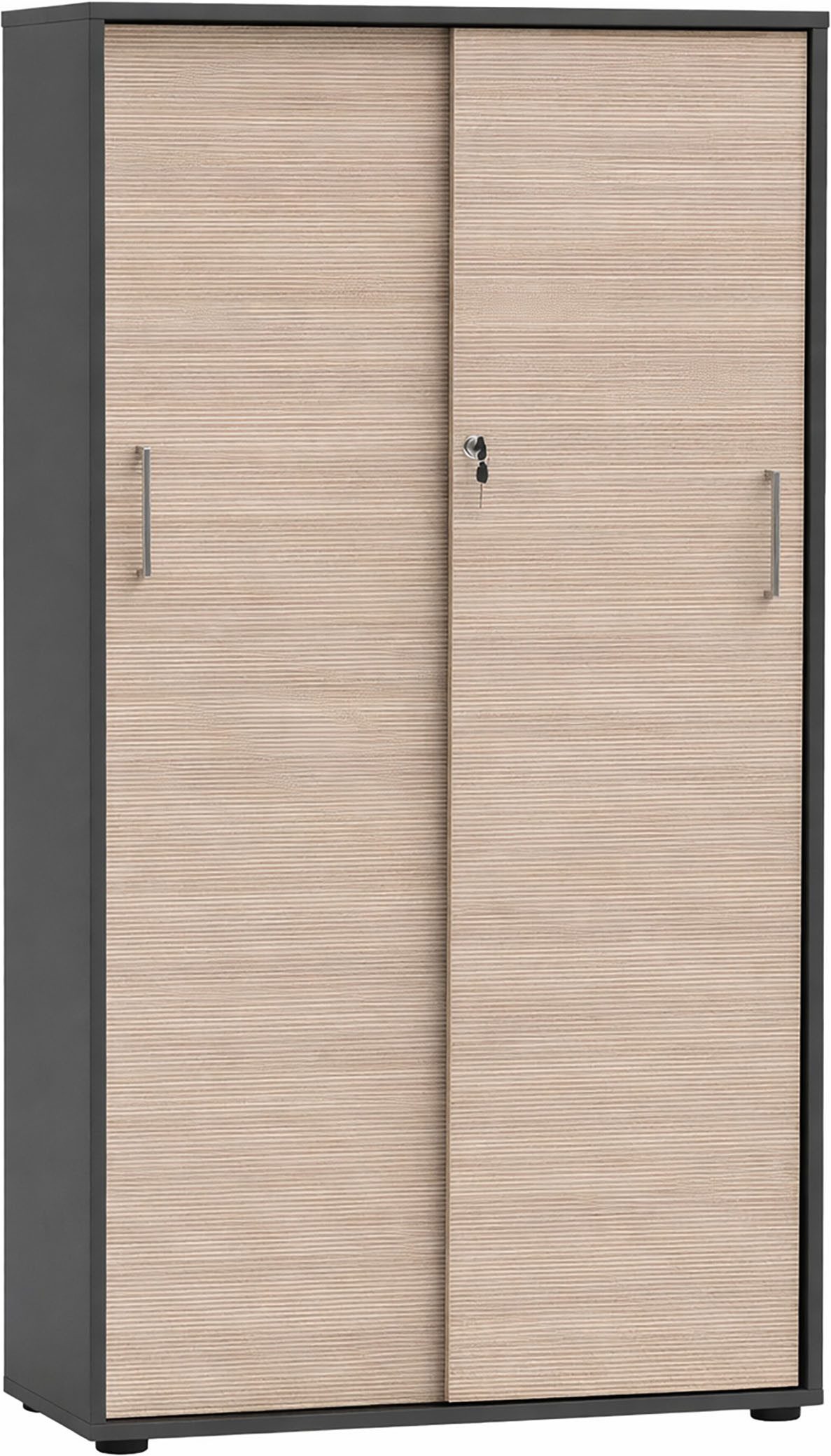 Schildmeyer Schiebetürenschrank METZ, Aktenschrank abschließbar, Höhe 150 cm, MADE IN GERMANY (1-St) Fronten in Canello, MADE IN GERMANY