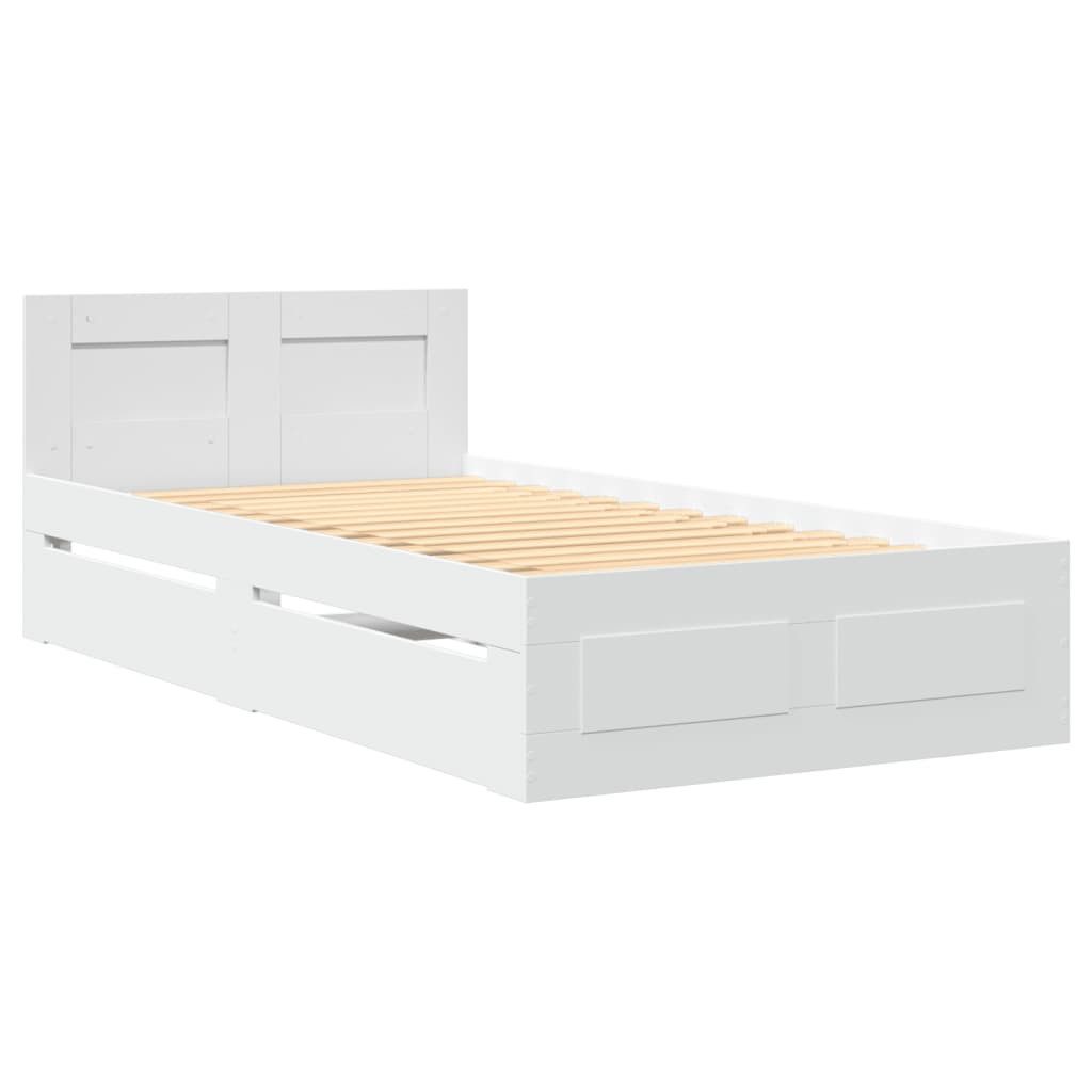 vidaXL Bett, Bettgestell mit Kopfteil ohne Matratze Weiß 100x200 cm