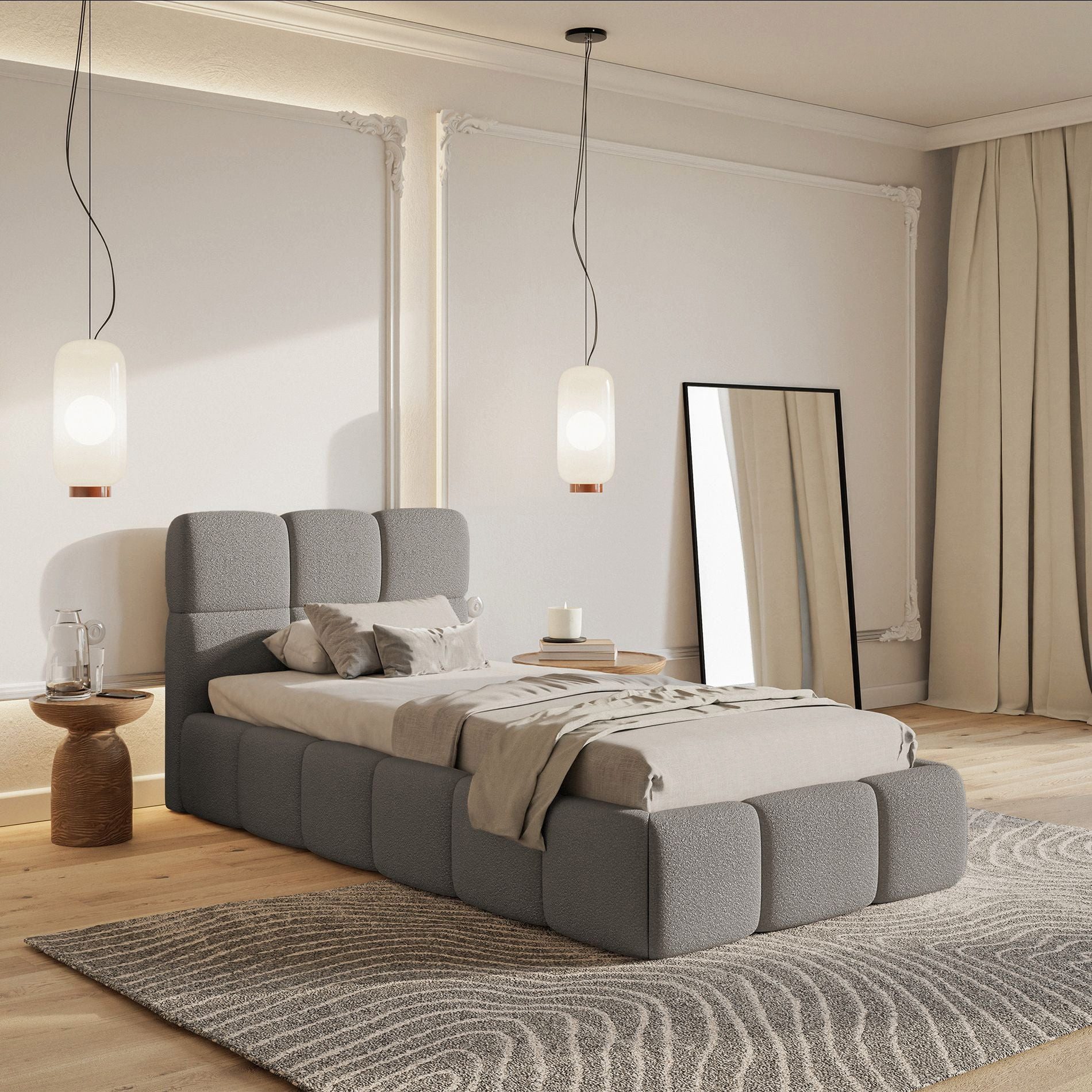 Selsey Kinderbett CLOUDY, mit Bettkasten, Lattenrost, Bouclé, 90 x 200 cm
