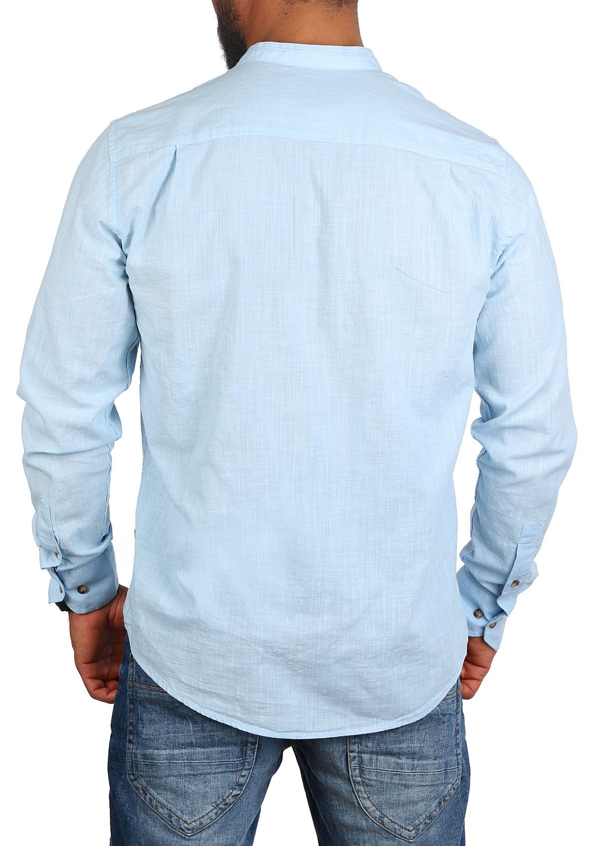 CARISMA Langarmhemd Herren Leinen Baumwoll Mix Hemd 8389 Regular Langarm Stehkragen Uni