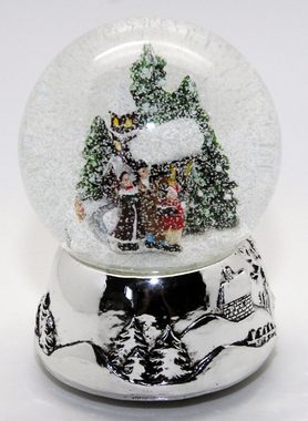 MINIUM-Collection Schneekugel Schneekugel Weihnachtsspaziergang auf Sockel silber 100mm Breite