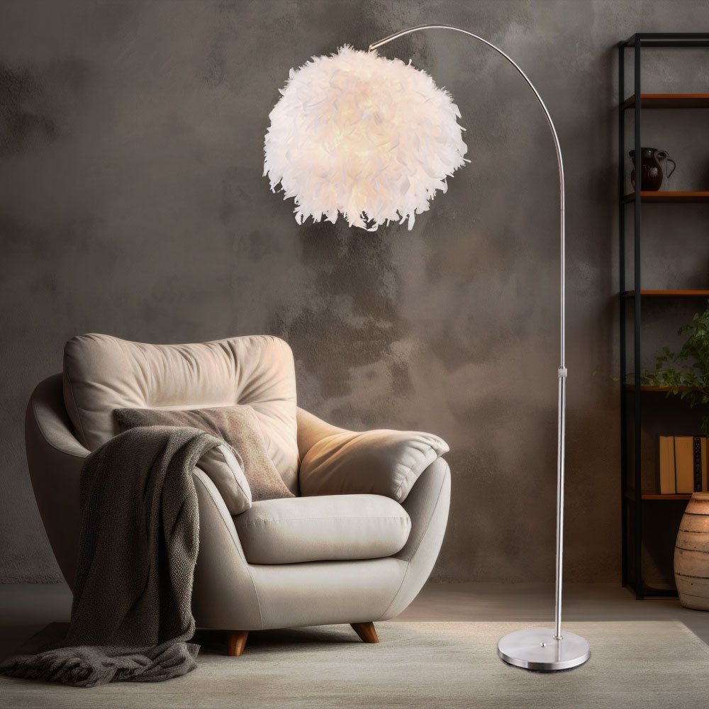 GLOBO LIGHTING Stehlampe, Leuchtmittel nicht inklusive, Bogenleuchte mit Federn Stehlampe Wohnzimmerleuchte Stehleuchte
