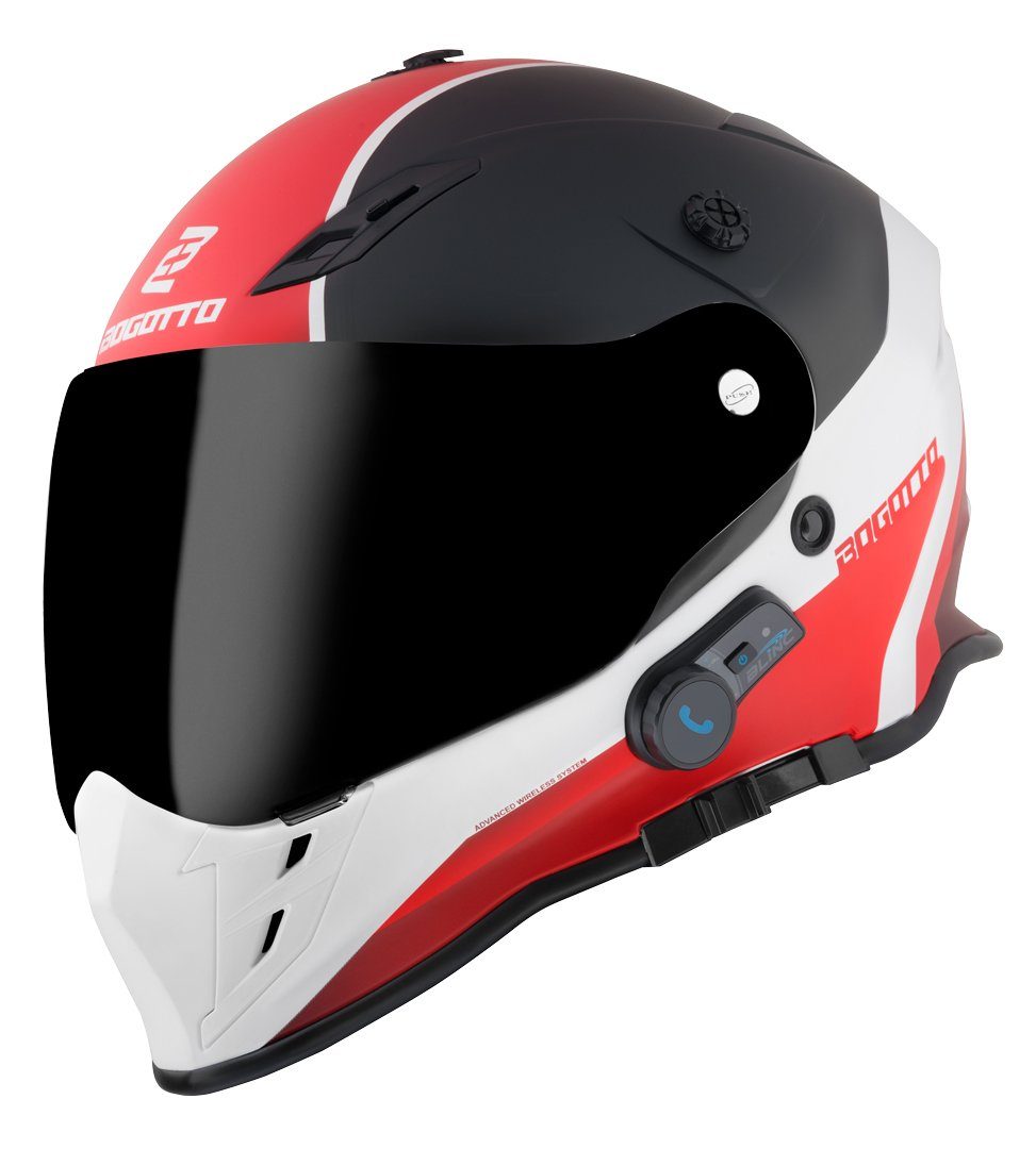 Bogotto Motocrosshelm H331 BT Tour EVO Bluetooth Enduro Helm, vorbereitet für Kommunikationssystem,integriertes Kommunikationss