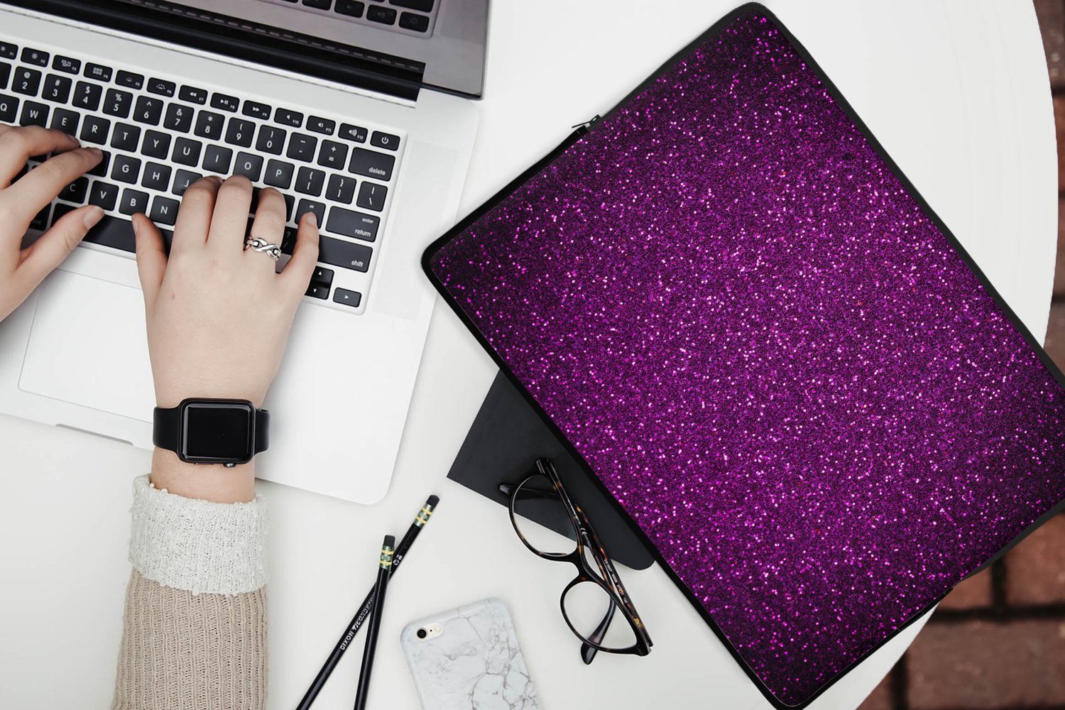 MuchoWow Laptop-Hülle Lila - Rosa - Muster - Abstrakt 13.3 Zoll, Laptopsleeve, weiches Innenfutter zum Schutz Kratzern, Laptoptasche