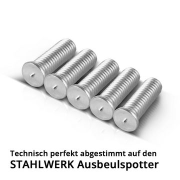 STAHLWERK Elektrowerkzeug-Set Aluminium Schweißbolzen M5 Gewinde, Smart Repair, 100-tlg., Zubehör für Ausbeulspotter / Dellenlifter / Punktschweißgerät