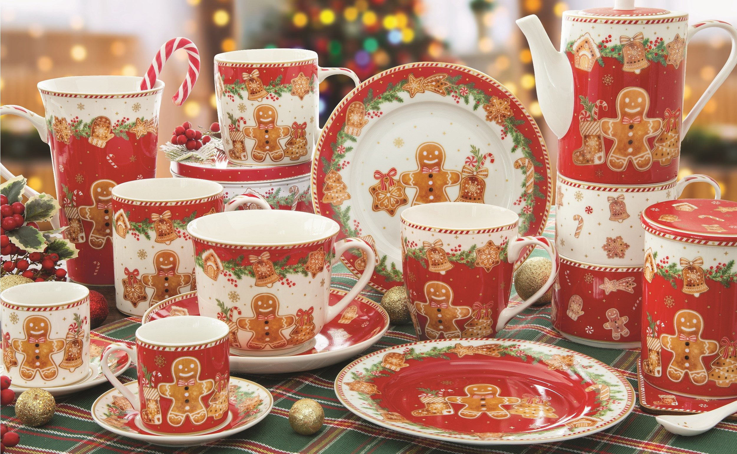 EasyLife Tasse Fancy Gingerbread, Porzellan, Spülmaschinengeeignet, Mehrfarbig, Lebkuchenmann, H: 16.5cm