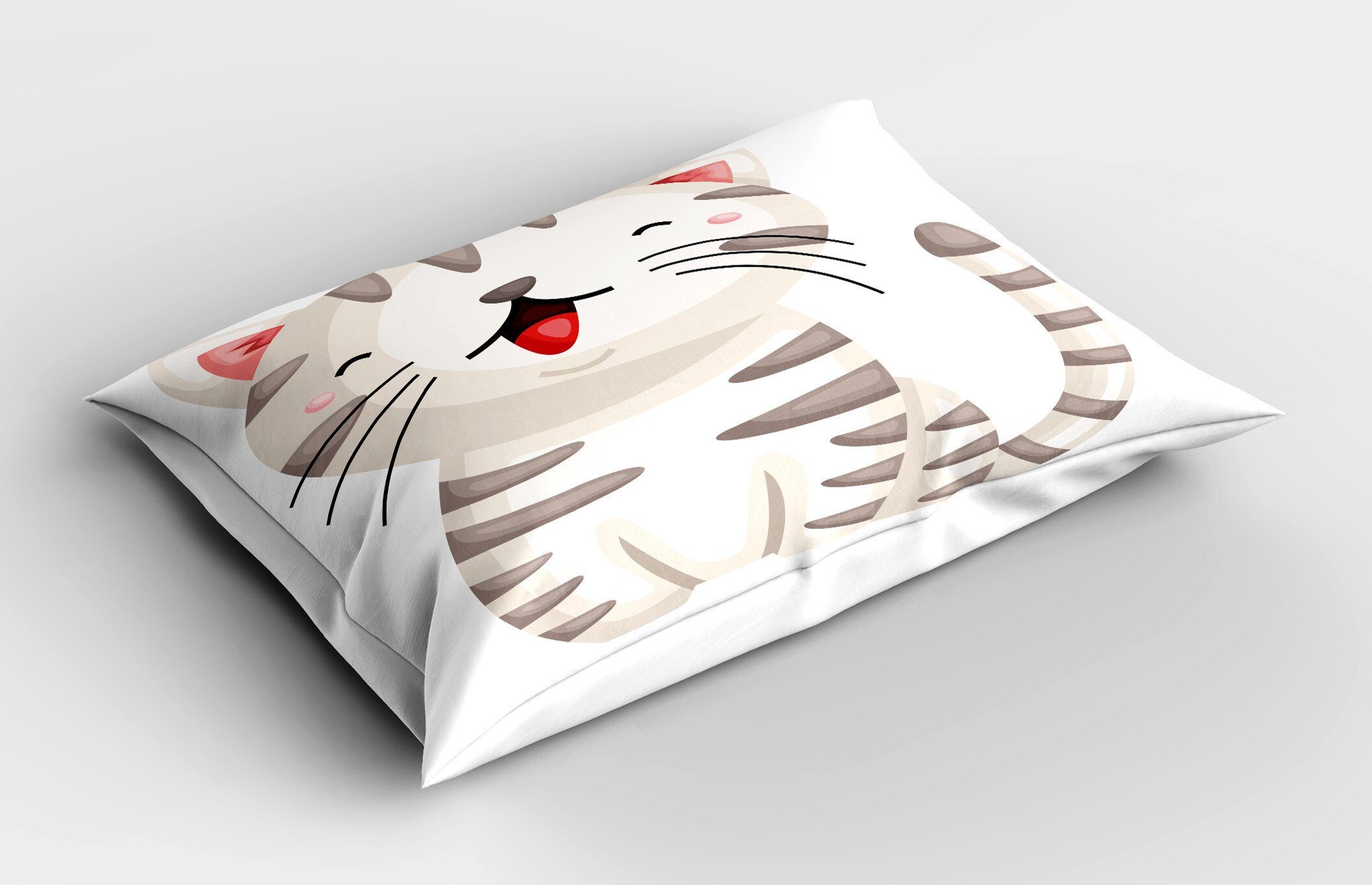 Kissenbezüge Dekorativer Standard Glückliche Cartoon (1 Kissenbezug, mit Süße Streifen Gedruckter Stück), Size Katze Abakuhaus King