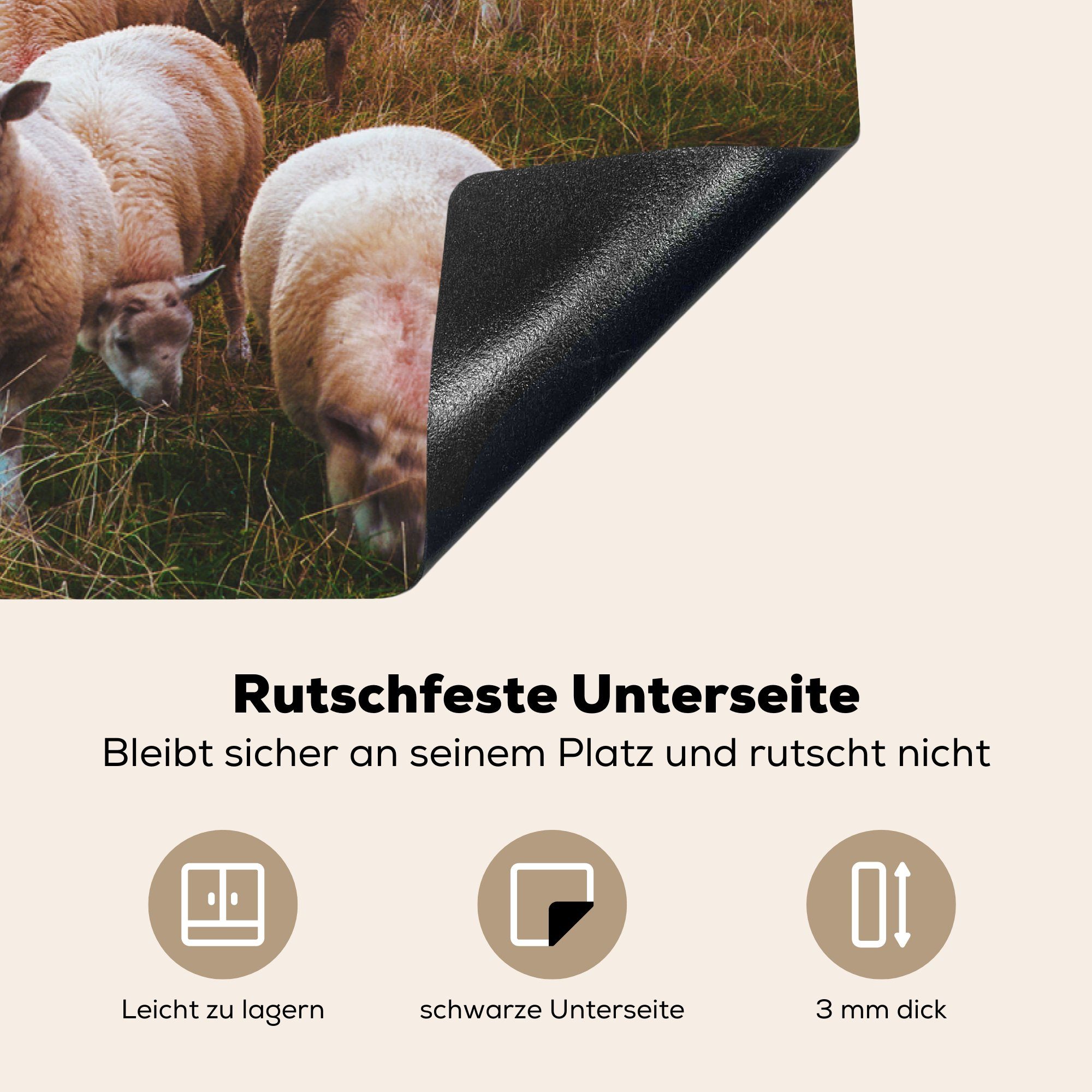 MuchoWow Induktionskochfeld Herdblende-/Abdeckplatte für Schafe küche, tlg), Irland, - Ceranfeldabdeckung die (1 Vinyl, - cm, Landschaft 81x52 Schutz
