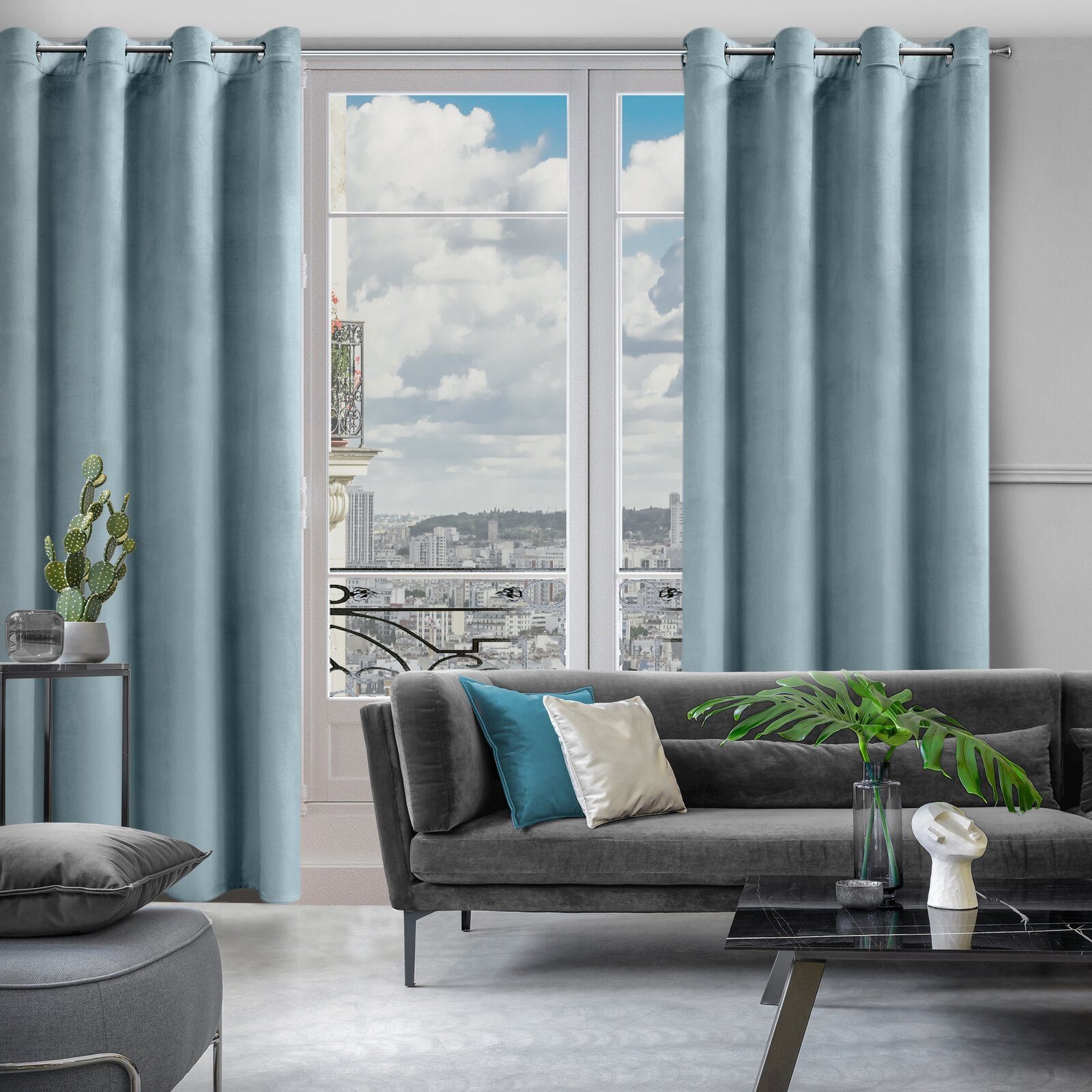 Design91 Vorhang Samtvorhänge 140x250 cm (1 St), Ösen, blickdicht, Samt, Wohnzimmer