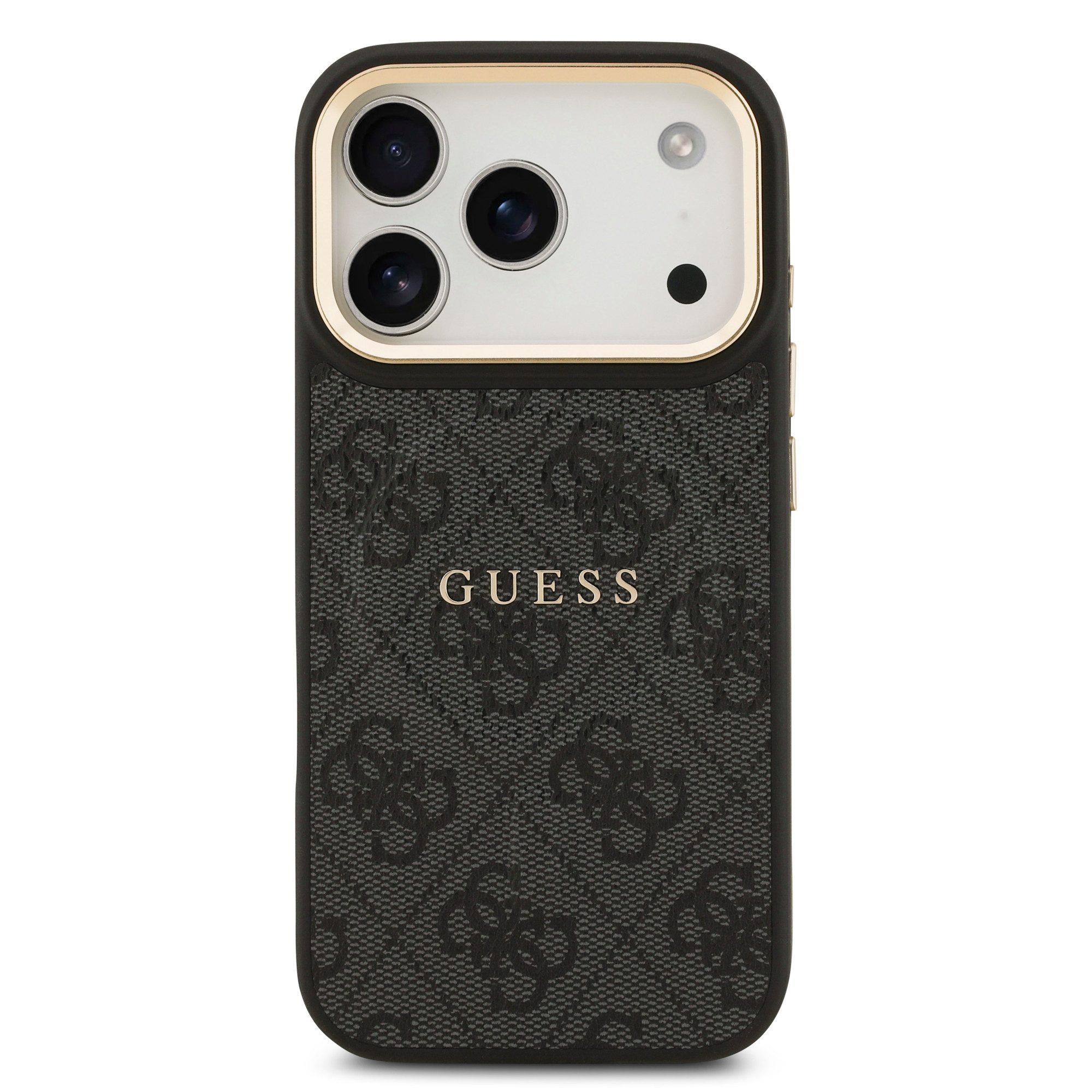 Guess Handyhülle GUESS Case für iPhone 17 Pro Goldrahmen Magsafe Handyhülle Cover Schwa