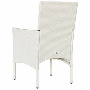 vidaXL Gartenstuhl Gartenstühle mit Kissen 2 Stk. Weiß Poly Rattan (1 St)