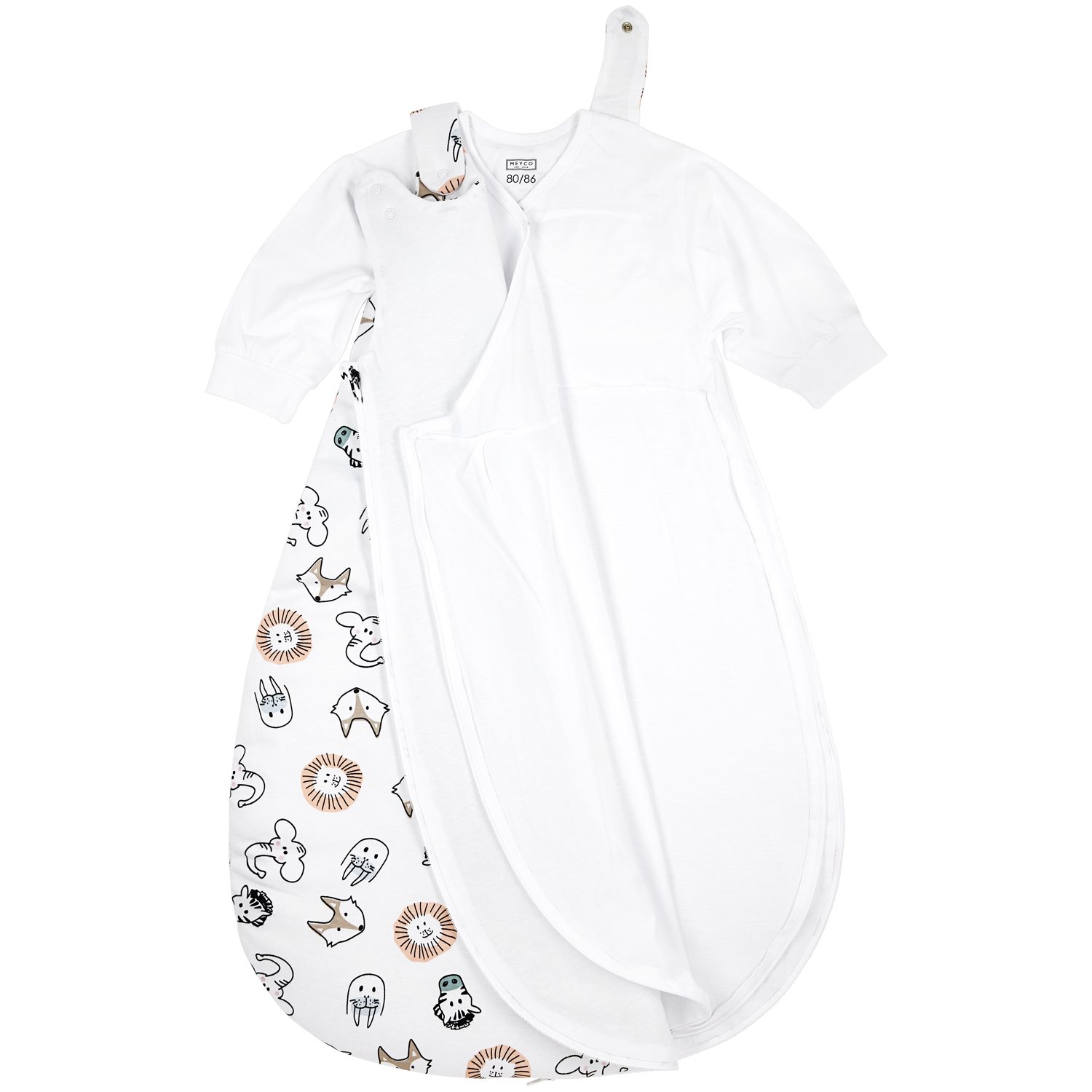 Meyco Baby Babyschlafsack Animal Multicolour (100% Baumwolle, 1 tlg), 50/56