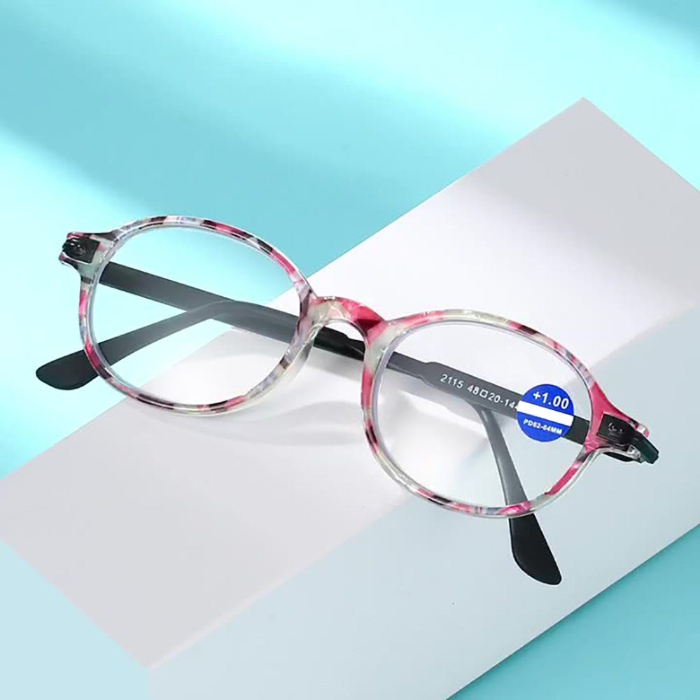 bedruckte PACIEA Lesebrille anti Gläser blaue presbyopische rosa Rahmen Mode