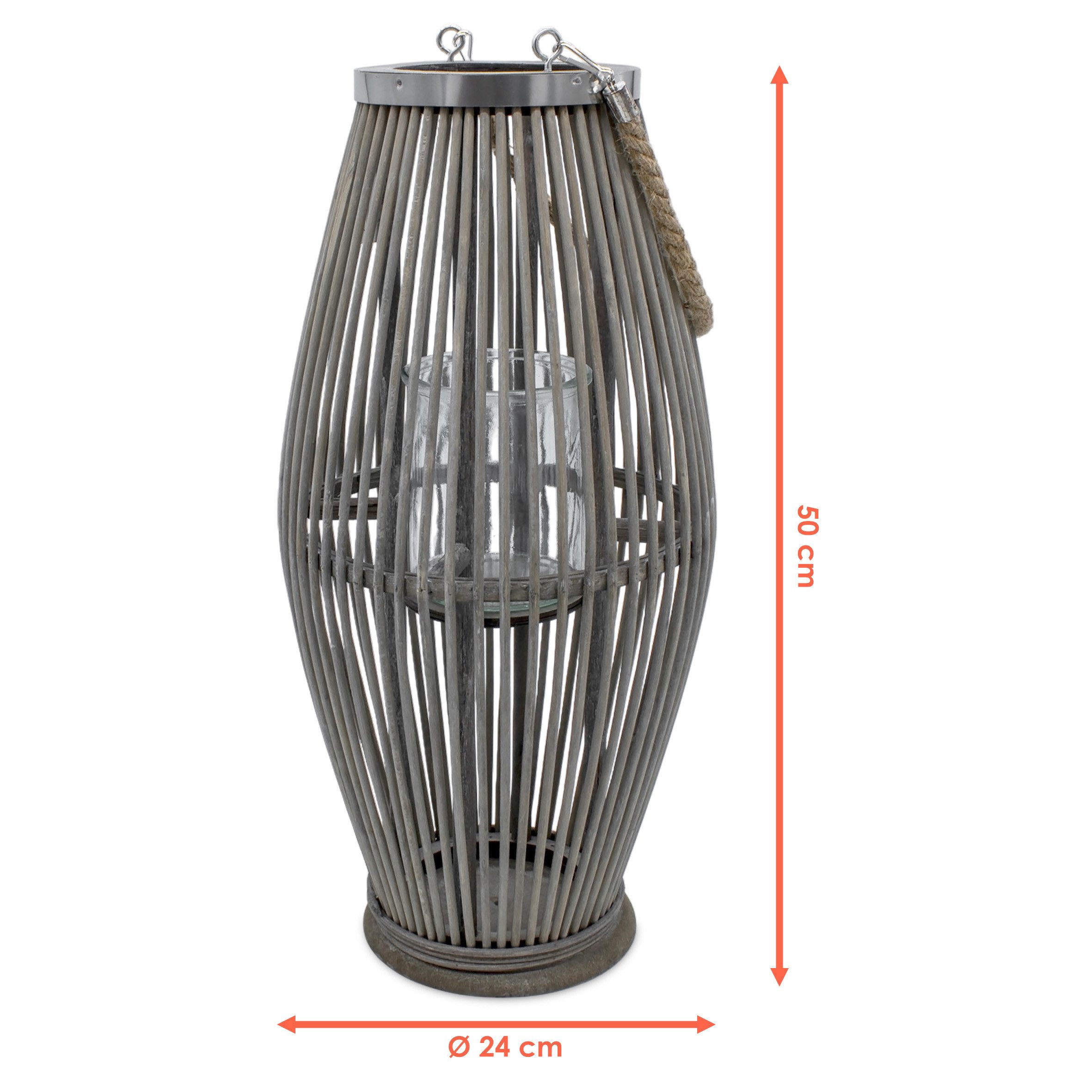 Spetebo Windlicht XXL Bambus Laterne shabby günstig online kaufen
