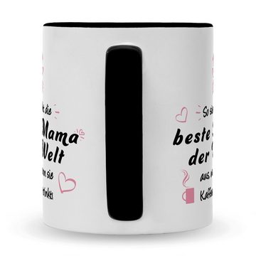 GRAVURZEILE Tasse mit Spruch - So sehen die Beste Mama & Bester Papa der Welt aus, Keramik, Mama V2 - Farbe: Schwarz & Weiß