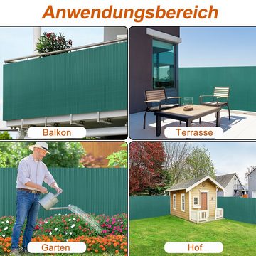 AUFUN Balkonsichtschutz Sichtschutzmatte PVC Grün Garten Sichtschutzzaun Kein Bohren erforderlich