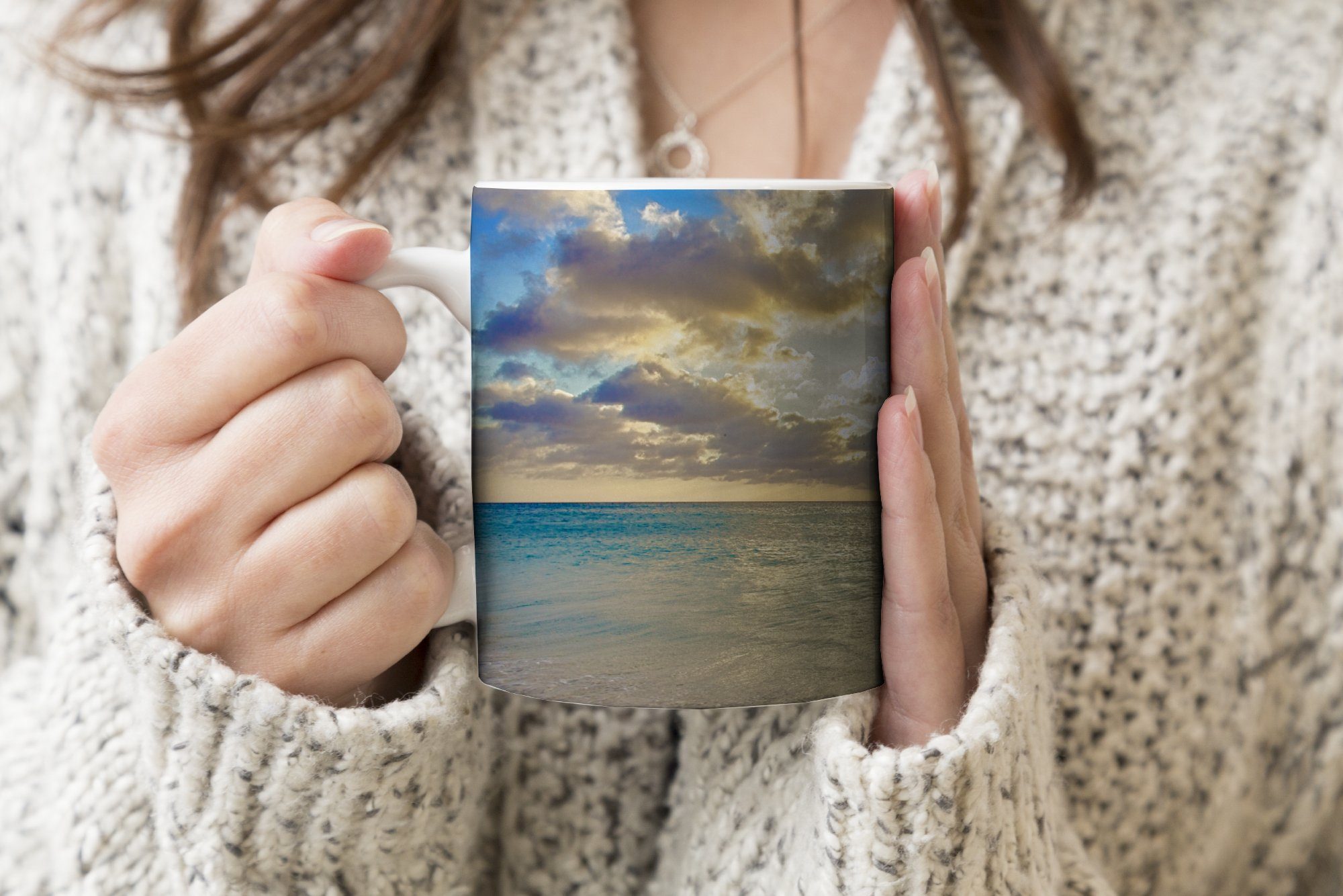 Keramik, Wolken Teetasse, Tasse Teetasse, Geschenk - - Kaffeetassen, - Sonne, Becher, Meer Strand MuchoWow