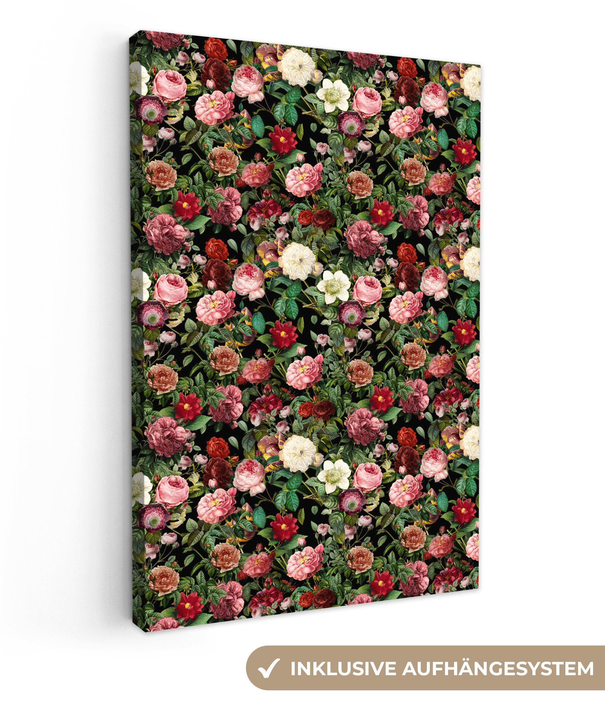 OneMillionCanvasses® Leinwandbild Pfingstrose - Blumen - Collage, (1 St), Leinwandbild fertig bespannt inkl. Zackenaufhänger, Gemälde, 20x30 cm