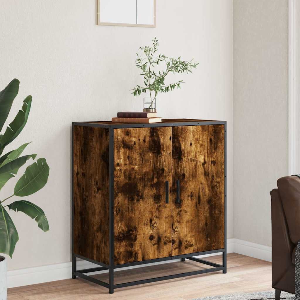 vidaXL Sideboard Sideboard Räuchereiche 68x35x76 cm Holzwerkstoff und Metal günstig online kaufen