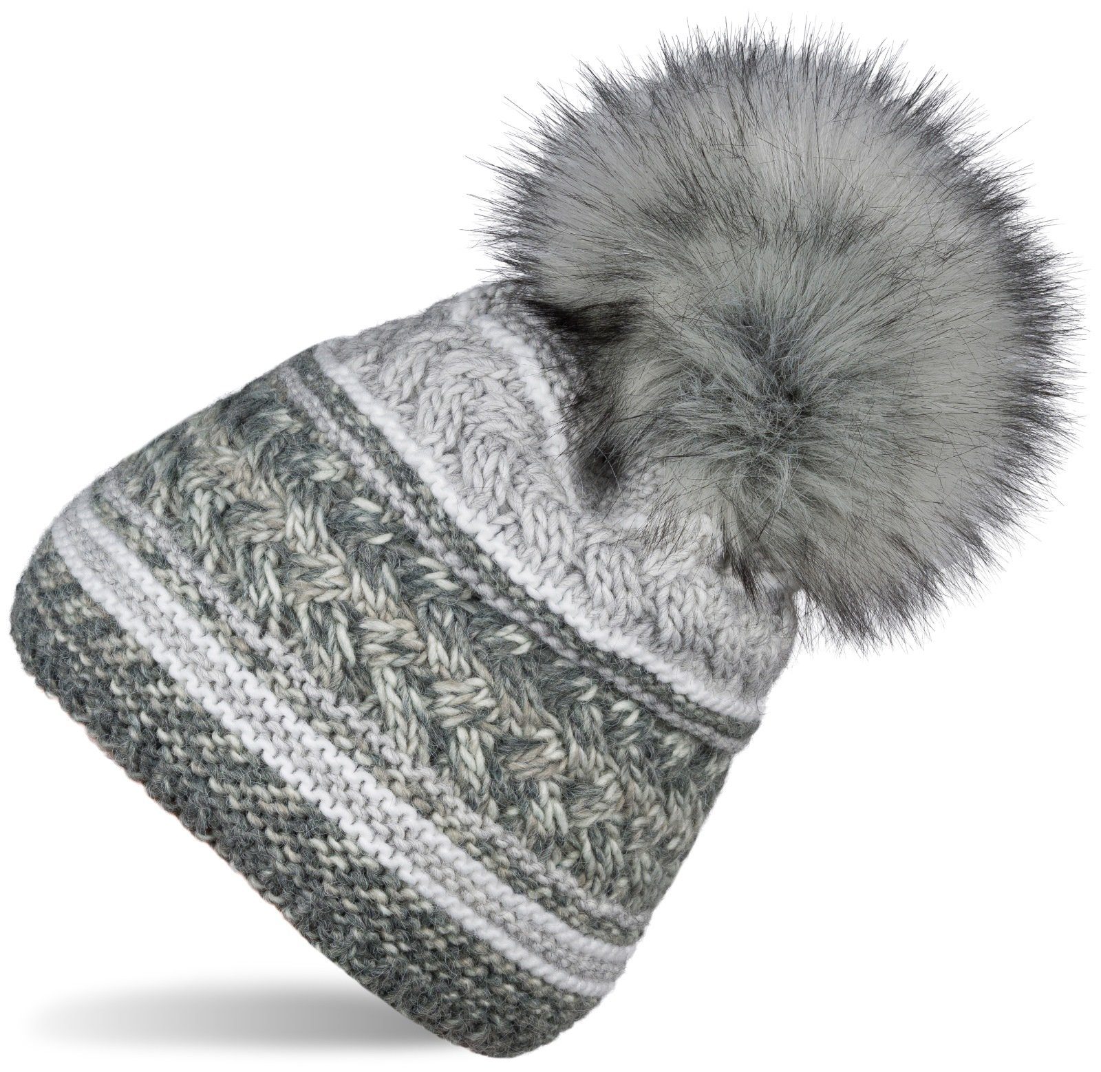 styleBREAKER Bommelmütze Strick Bommelmütze mit buntem günstig online kaufen