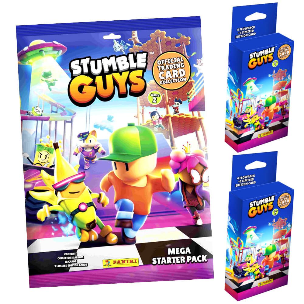 Panini Sammelkarte Stumble Guys Karten Serie 2 - Sammelkarten Trading Cards, - 1 Starter + 2 Blister