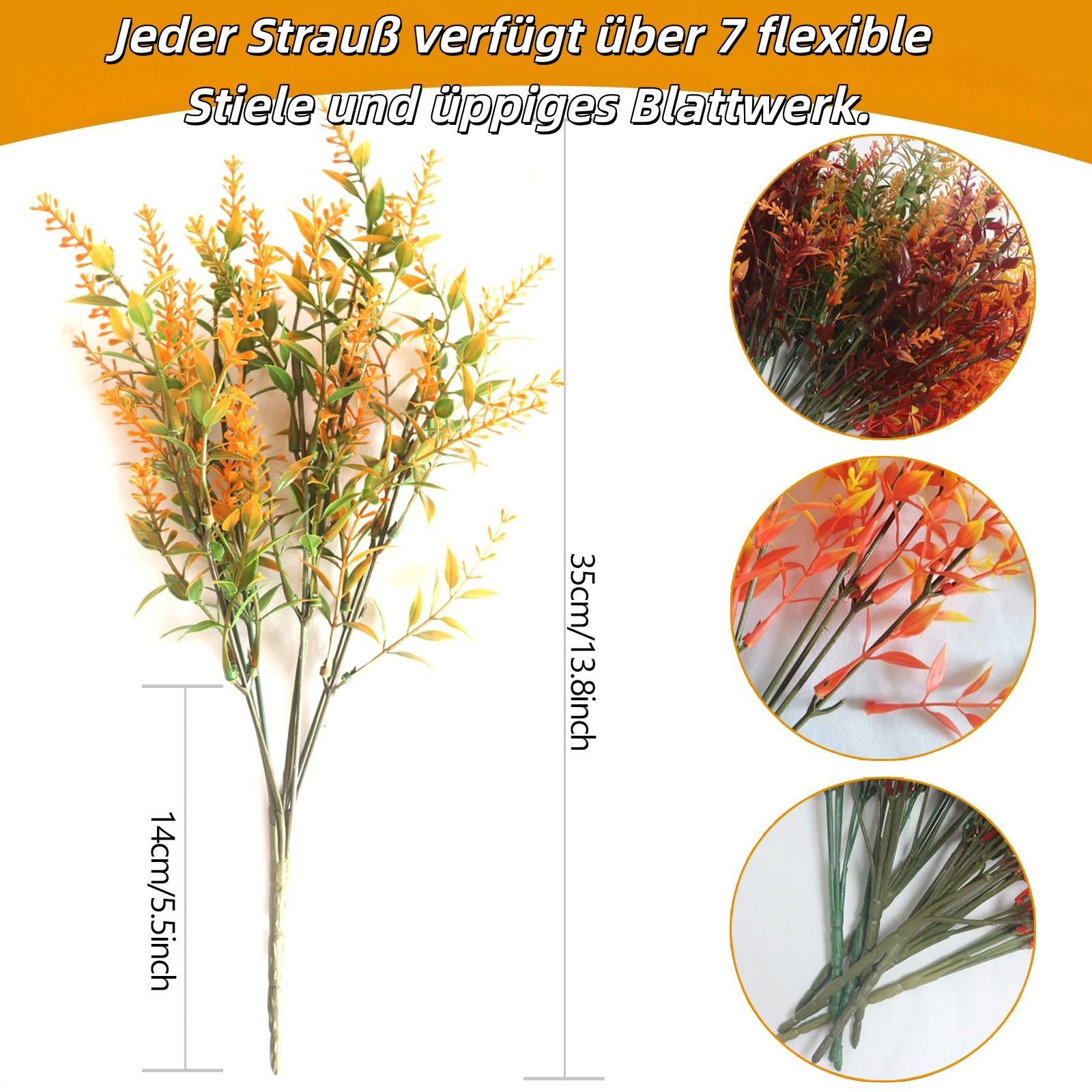Kunstblumenstrauß 8 Bündel Künstliche Herbstblumen Künstlich Herbststrauß Herbst Deko, Bomiclss, Herbst Balkonpflanzen Herbstzweige für Drinnen Draußen Garten T – Bild 2 von 5