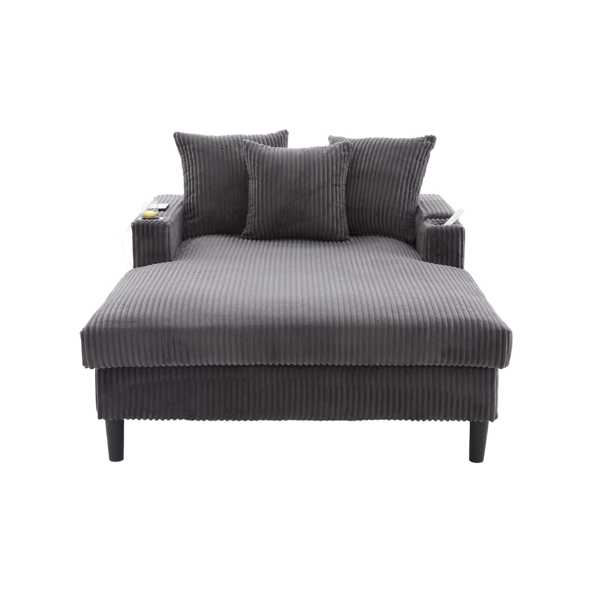 Celya Chaiselongue mit großer Liegefläche, mit LED-Beleuchtung und USB-Ladeport, mit Seitentasche, Stauraum und stabile Kunststofffüße
