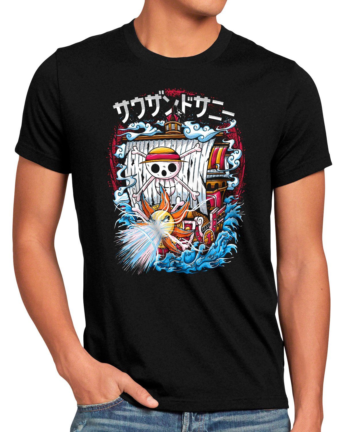 style3 Print-Shirt Herren T-Shirt Thousand Blast japan anime luffy manga one piece