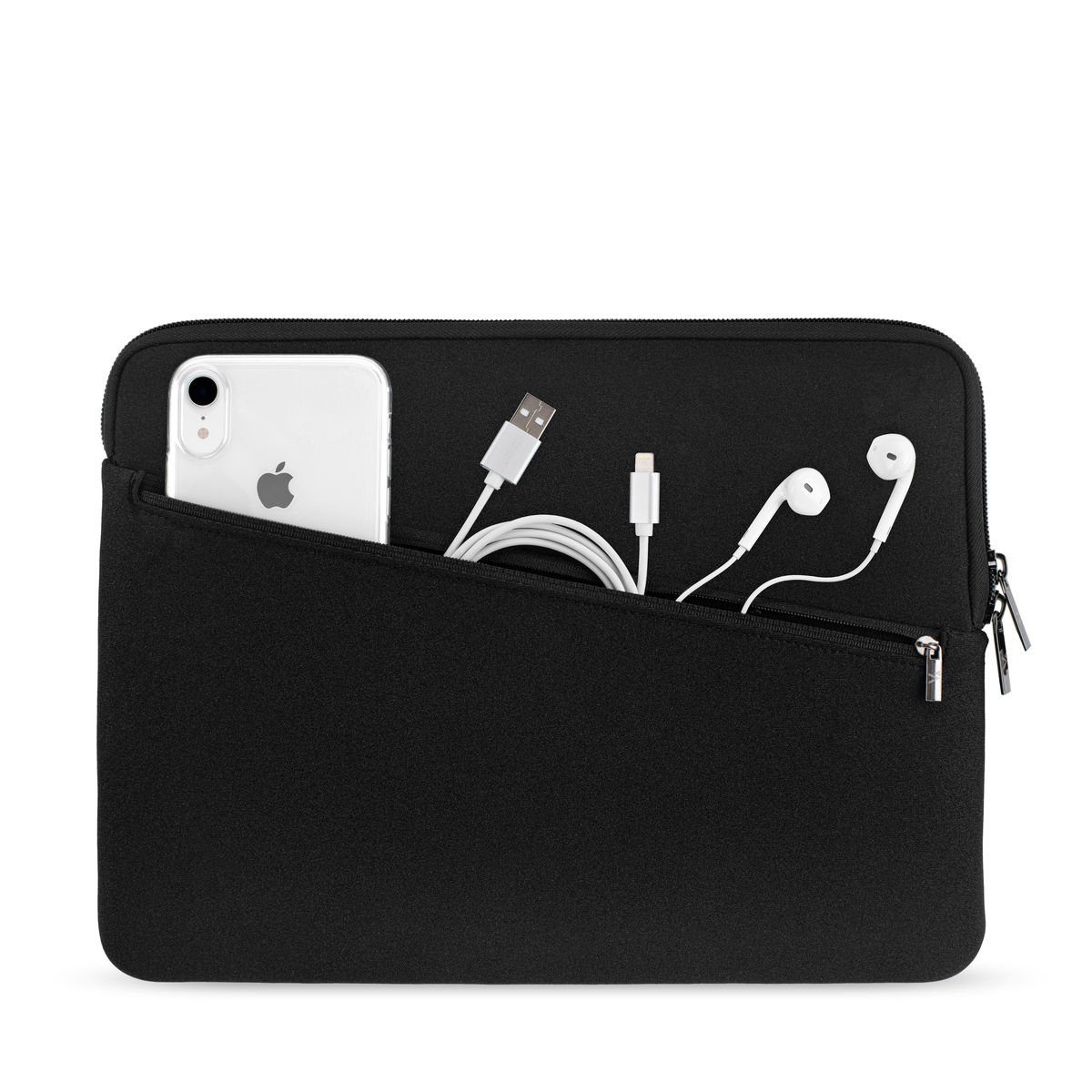 Artwizz Laptop-Hülle Neoprene Sleeve Pro, Neopren Tasche mit Zubehör-Fach, Schwarz 16 Zoll, MacBook Pro 16 (2023/2021/2019), MacBook Pro 15 (2019-2012)