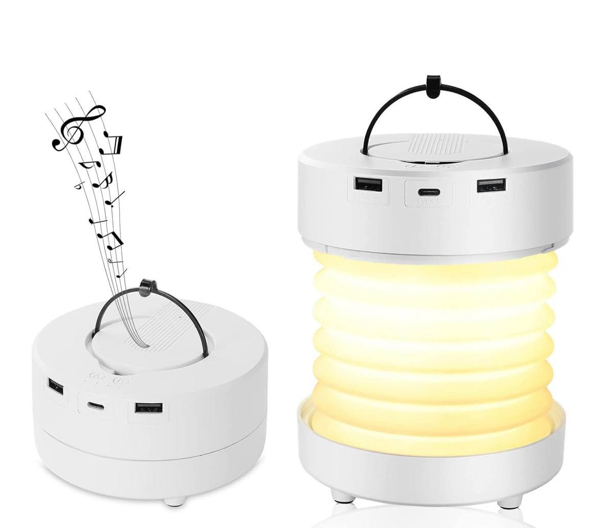 Diyarts LED Nachtlicht, Lautsprecher, Bluetooth Speaker, LED fest integriert, Warmweiß, Naturweiß und Kaltweiß, Campinglampe mit Bluetooth, 3 Lichtfarben, tragbar & dimmbar