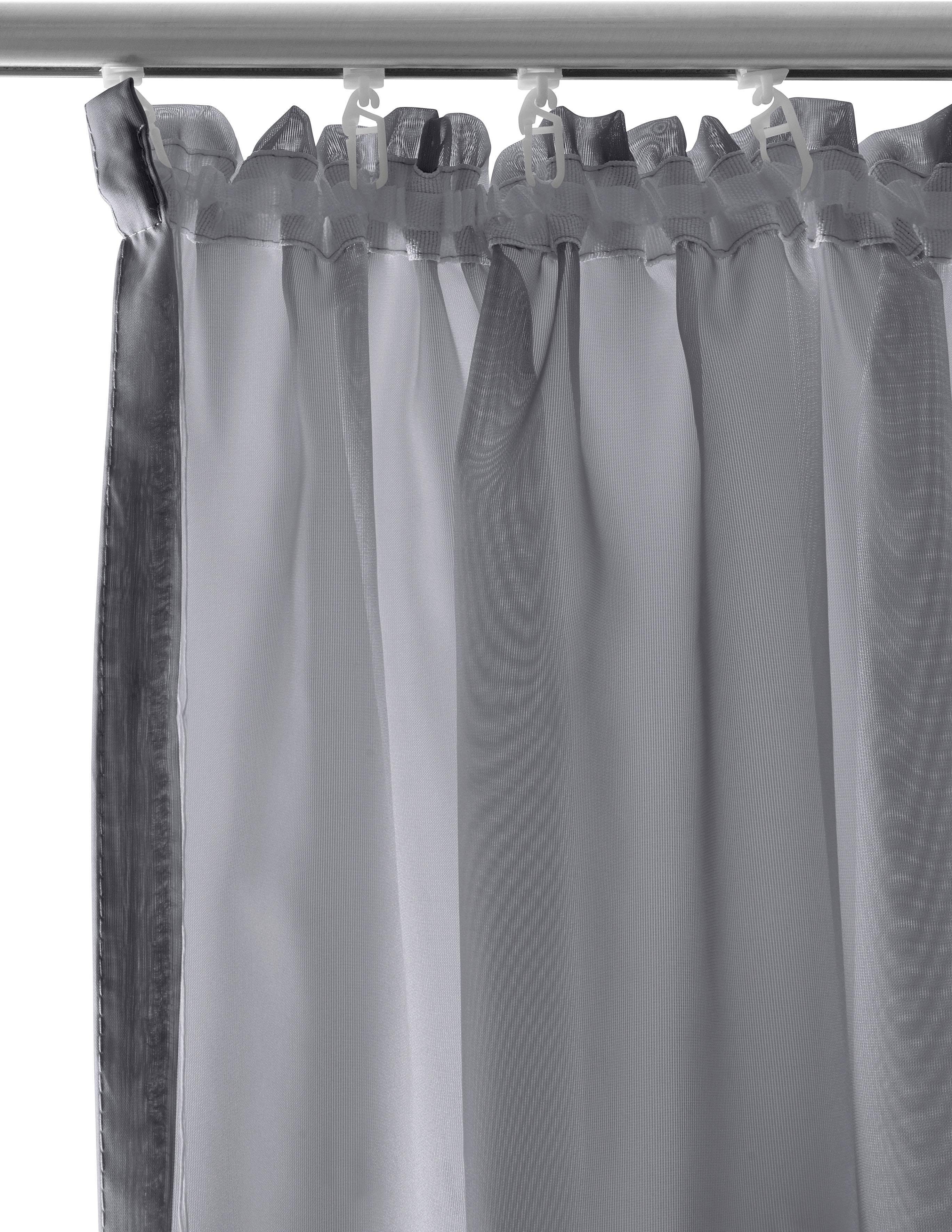 OTTO home Gardine XANA 1er- und 2er-Pack, Kräuselband, Topseller! (1 St), Kräuselband, transparent, Voile, Bestseller, einfarbig, 1 bzw. 2 Schals, pflegeleicht, – Bild 5 von 5
