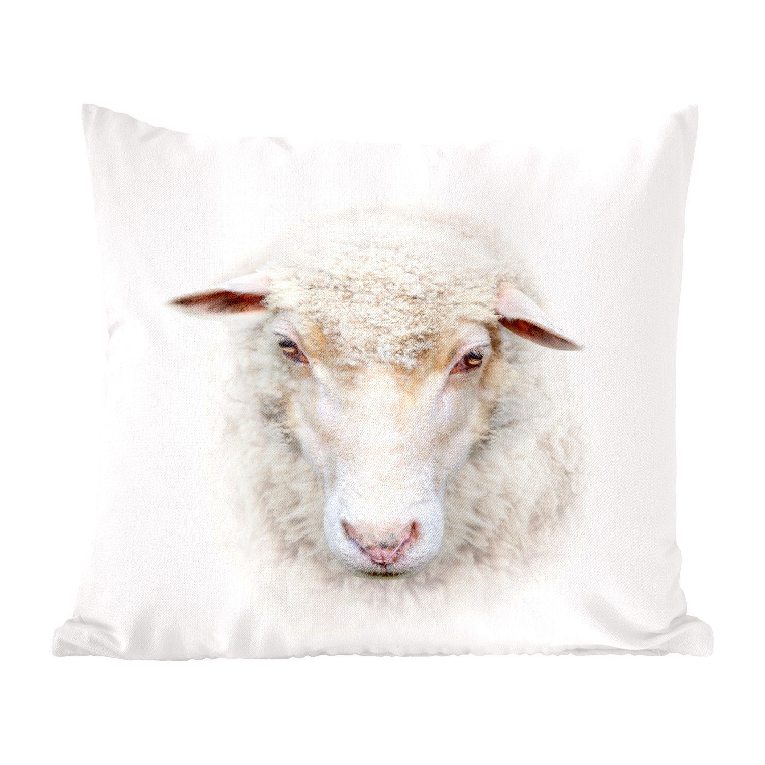 MuchoWow Dekokissen Schafe - Porträt - Wolle, Zierkissen mit Füllung für Wohzimmer, Schlafzimmer, Deko, Sofakissen