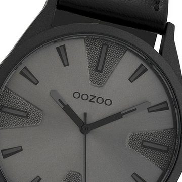 OOZOO Quarzuhr Oozoo Herren Armbanduhr, Herrenuhr rund, groß (ca. 45mm) Lederarmband, Fashion-Style