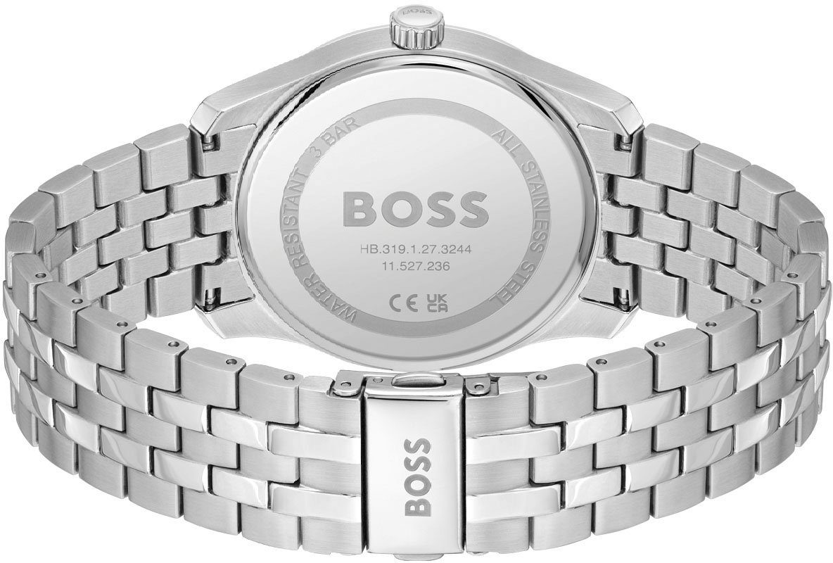 BOSS Quarzuhr PRINCIPLE 1514123, Herrenuhr, Armbanduhr, Datum, Edelstahlarmband