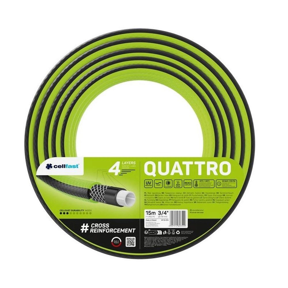 Cellfast Pflanzkübel Cellfast Gartenschlauch QUATTRO 3/4" 15 m