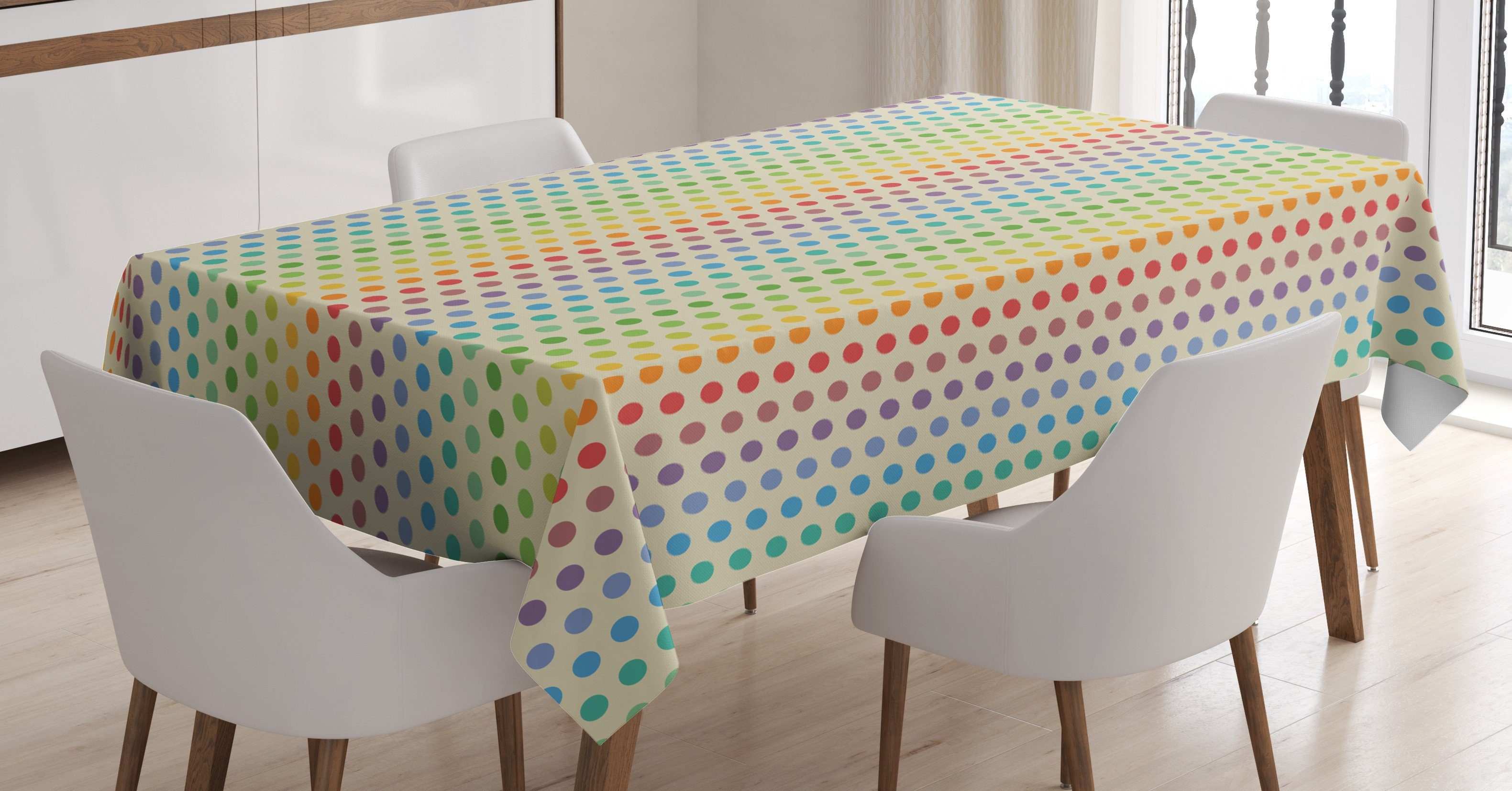 Abakuhaus Tischdecke Farbfest Waschbar Für den Außen Bereich geeignet Klare Farben, Regenbogen Bunte Punkte Spectrum