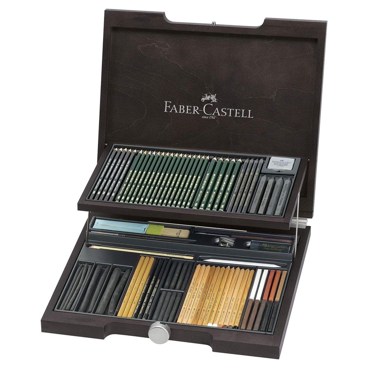 Faber-Castell Zeichenkohle Faber-Castell Pitt Monochrome Komplettsortiment - 85er Holzkoffer